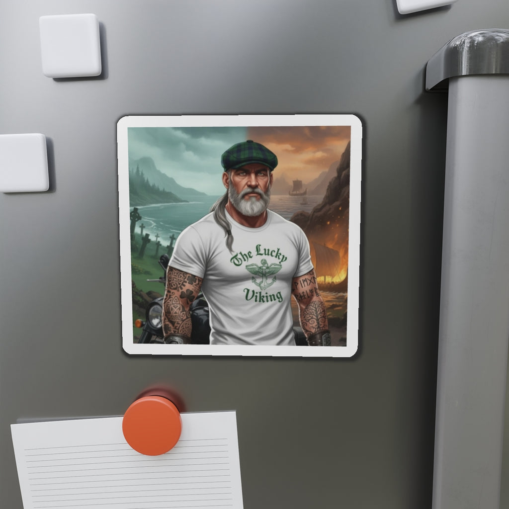 Die-Cut Magnet — "The Lucky Viking" Bearded Biker Design