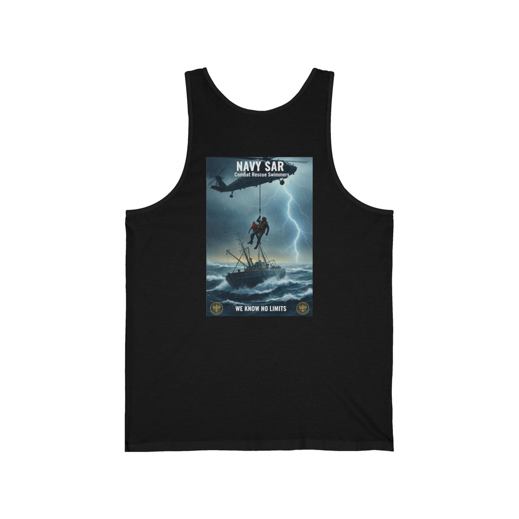 Navy SAR Combat Rescue Tank Top — "We Know No Limits" Military Graphic Tank