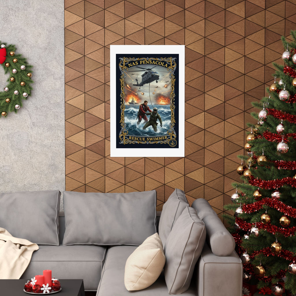 Rescue Swimmer Poster – NAS Pensacola Matte Vertical Wall Art