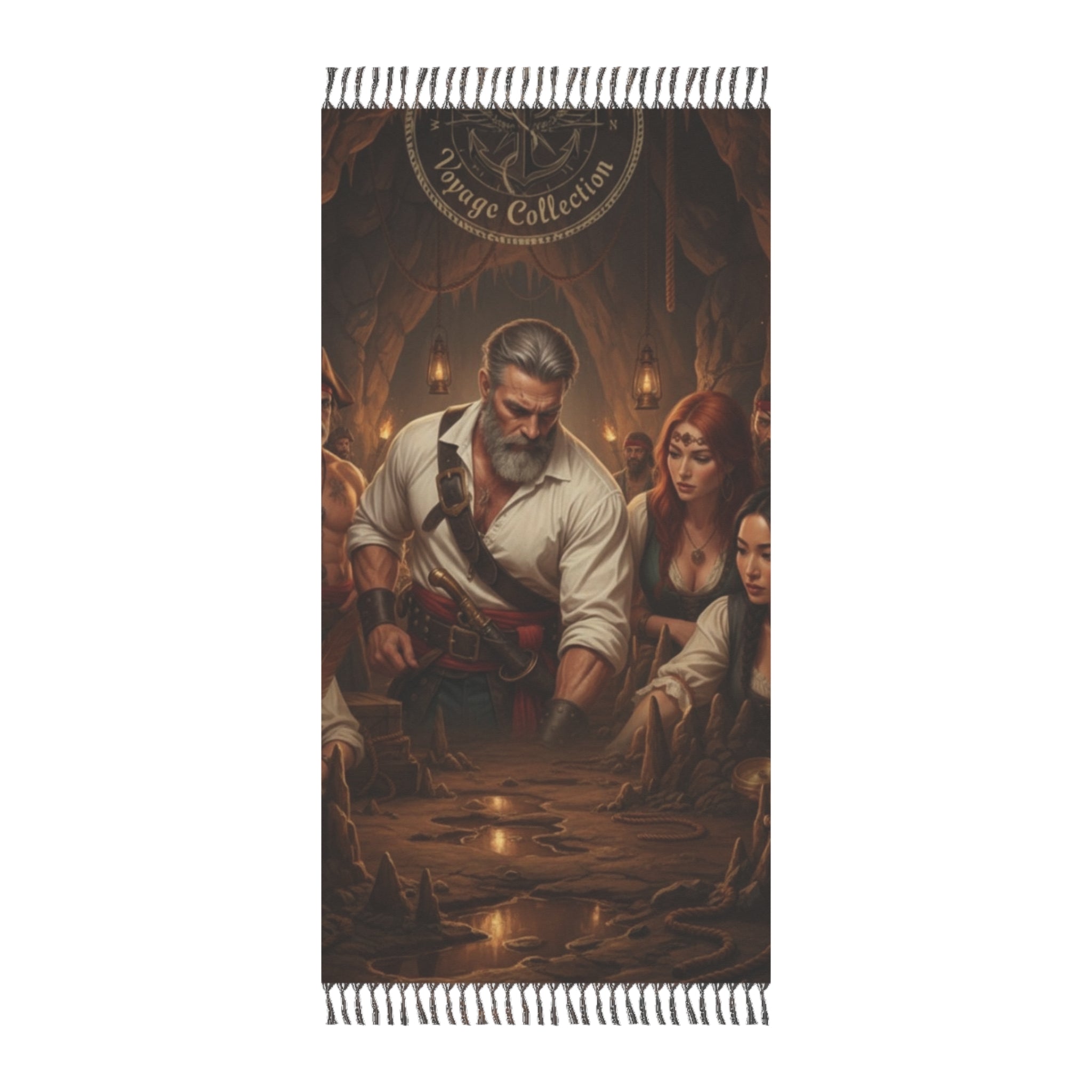 Boho Beach Cloth — Nautical Pirate Crew Towel (Vintage Captain Artwork)