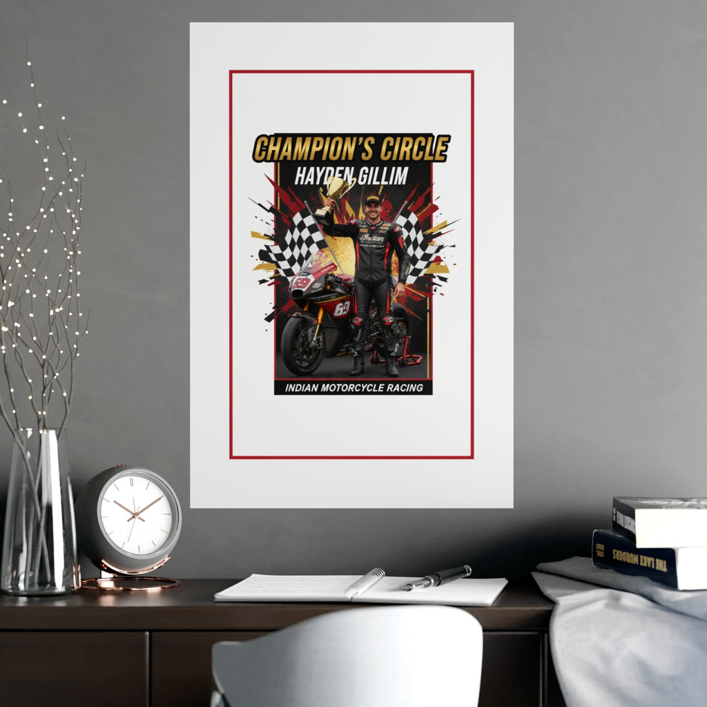 Champion's Circle Motorcycle Poster — Personalized Racing Matte Print