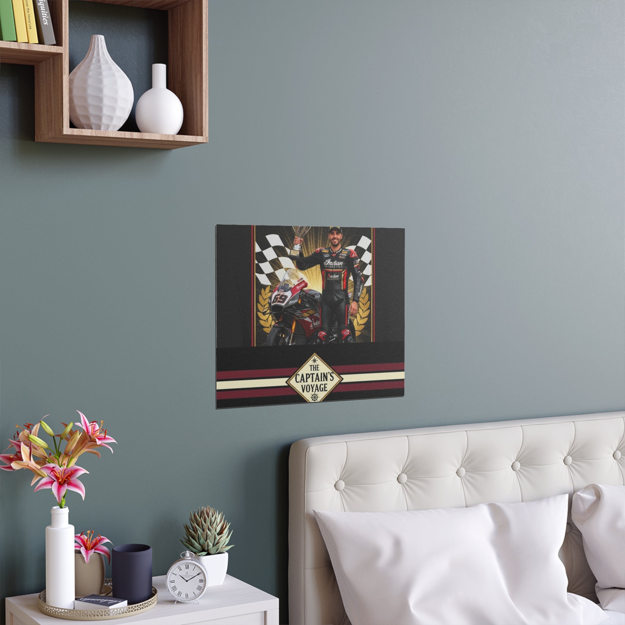 Racing Champion Silk Poster — “Winner’s Circle 69” Motorcycle Wall Art (Indoor/Outdoor)