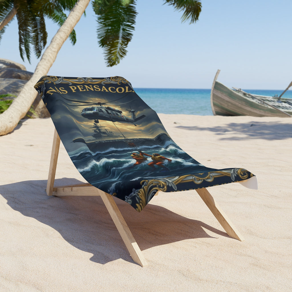 NAS Pensacola Military Beach Towel – Vintage Navy Rescue Ship Design