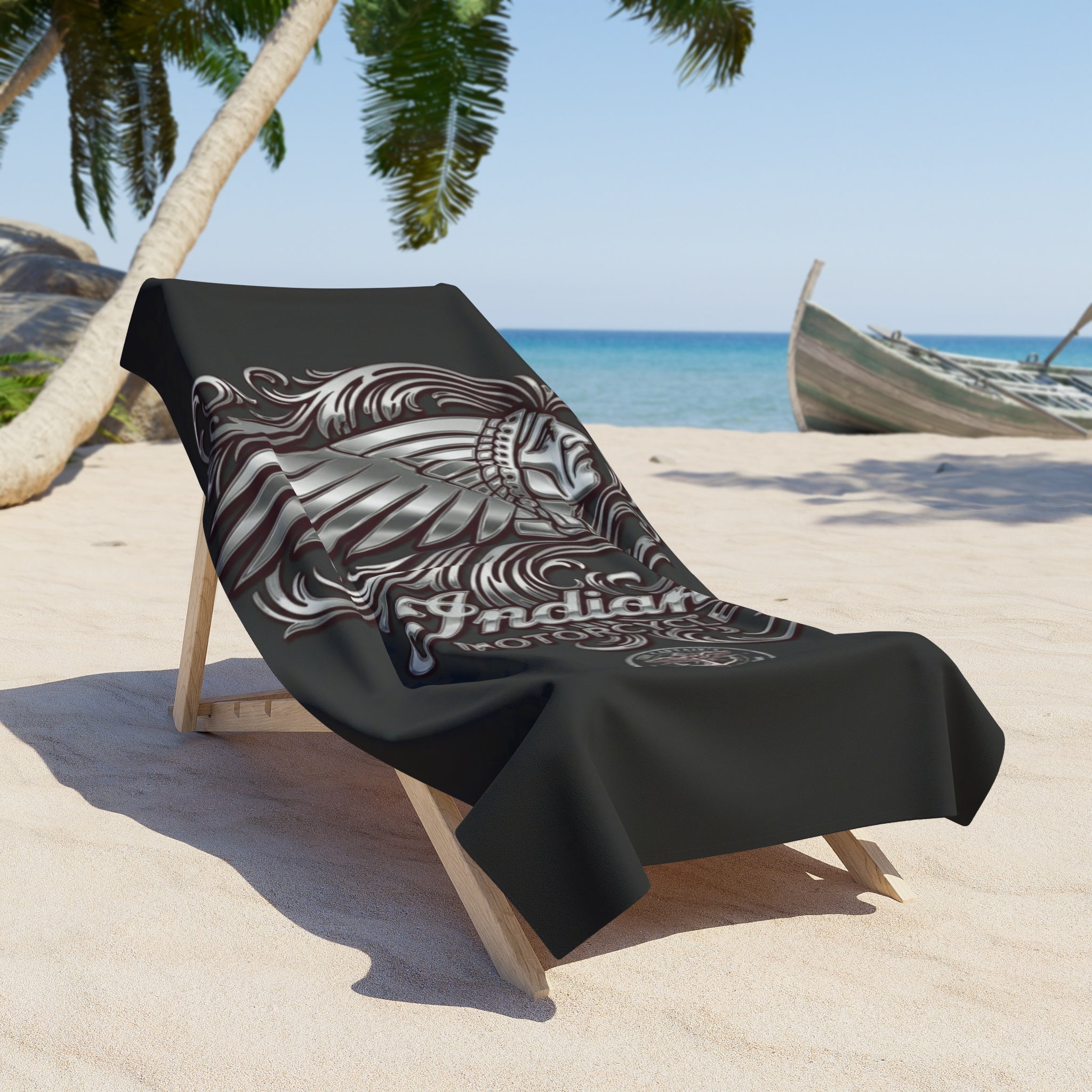 Indian Motorcycle Vintage Native Chief Beach Towel