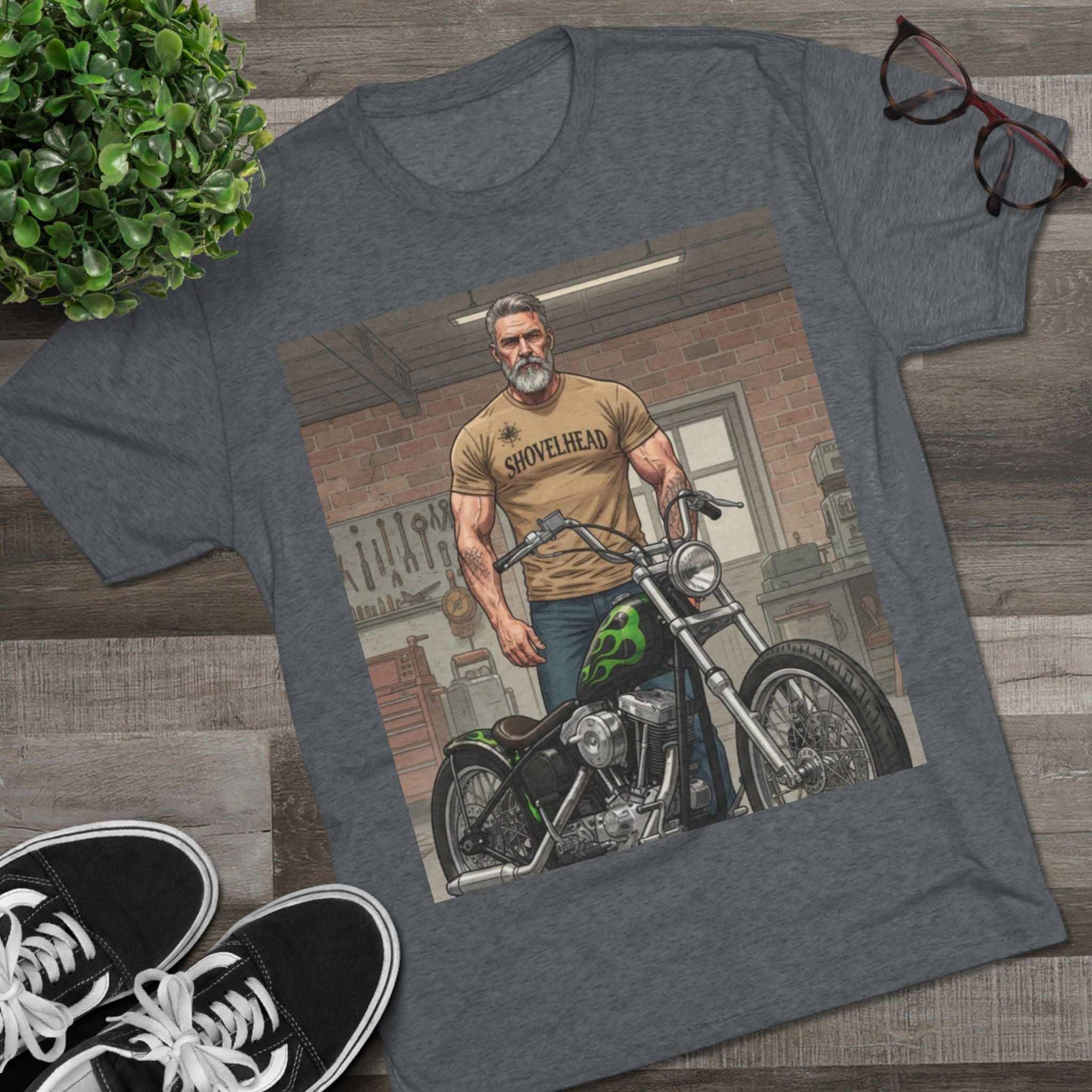 Vintage Biker Garage Tee — 'Somewhere' Motorcycle Illustration T-Shirt