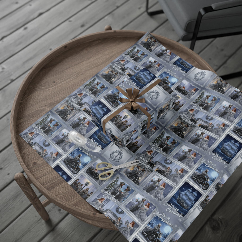 Vintage Winter Photo Collage Wrapping Paper Roll — Holiday Scenic Gift Wrap