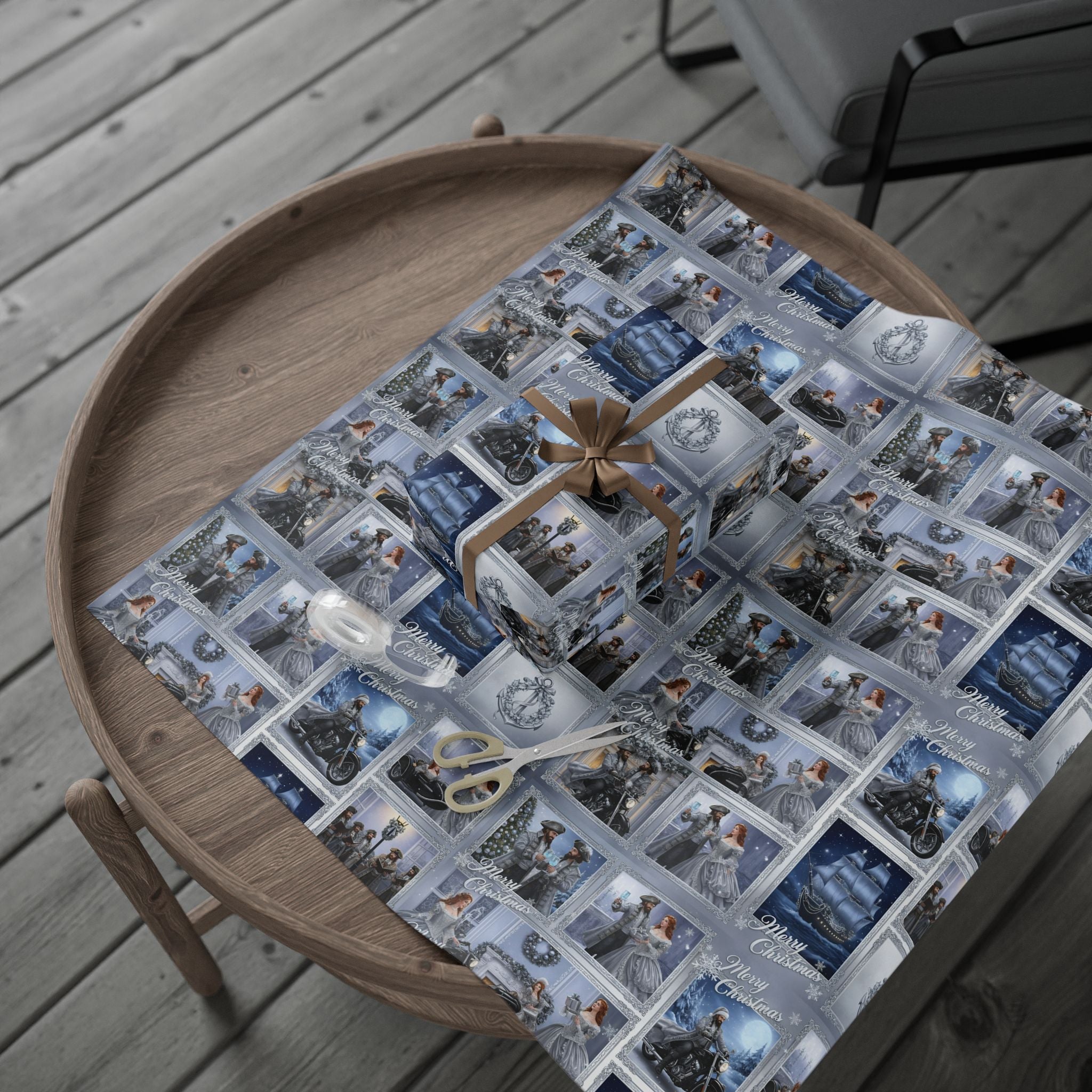 Vintage Winter Photo Collage Wrapping Paper Roll — Holiday Scenic Gift Wrap