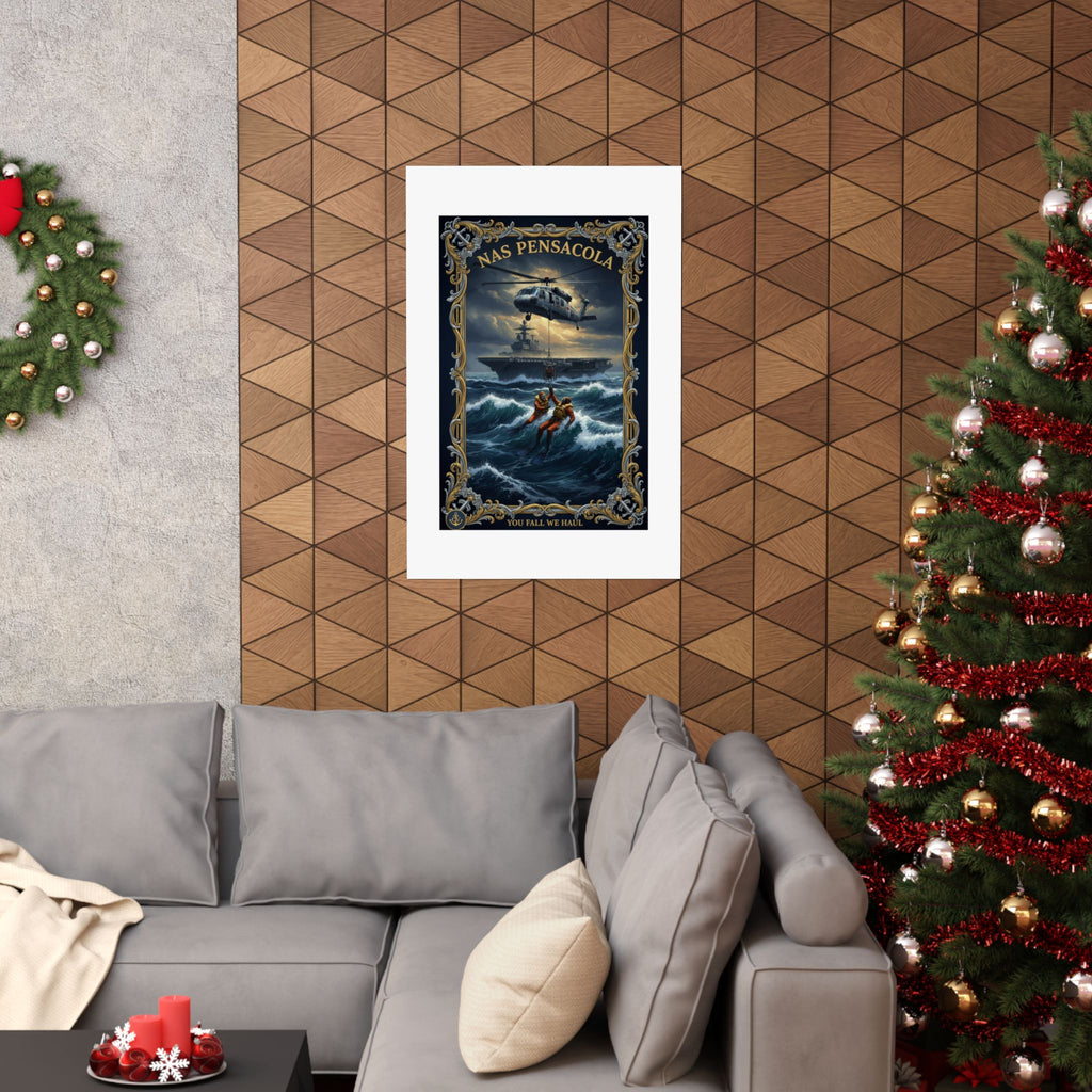 NAS Pensacola Rescue Poster — Matte Vertical Military Wall Art