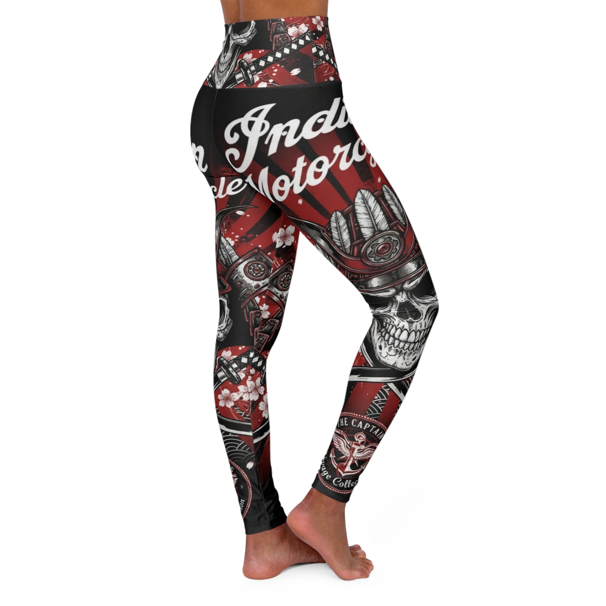 Skull Motorcycle High-Waisted Yoga Leggings