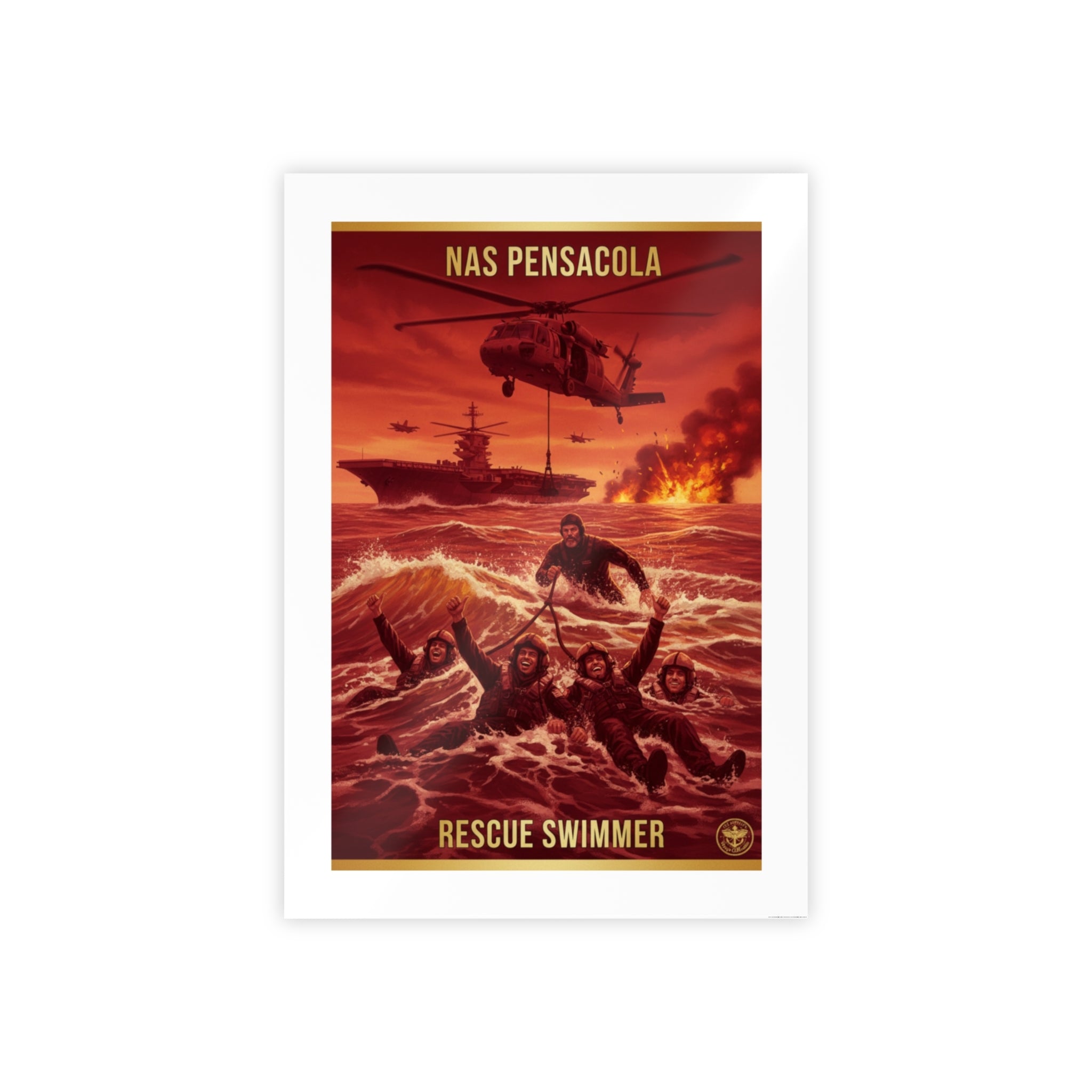 Rescue Swimmer Gloss Poster — NAS Pensacola Aviation & Search & Rescue Wall Art
