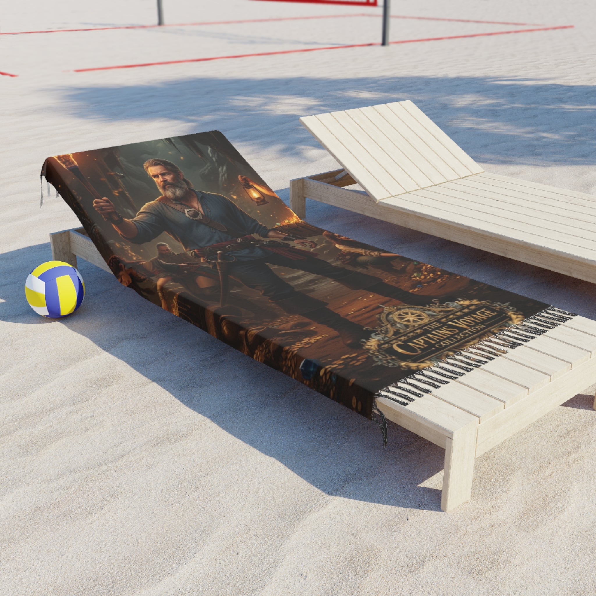 Pirate Captain Beach Towel – "The Captain's Voyage" Boho Fringe Towel