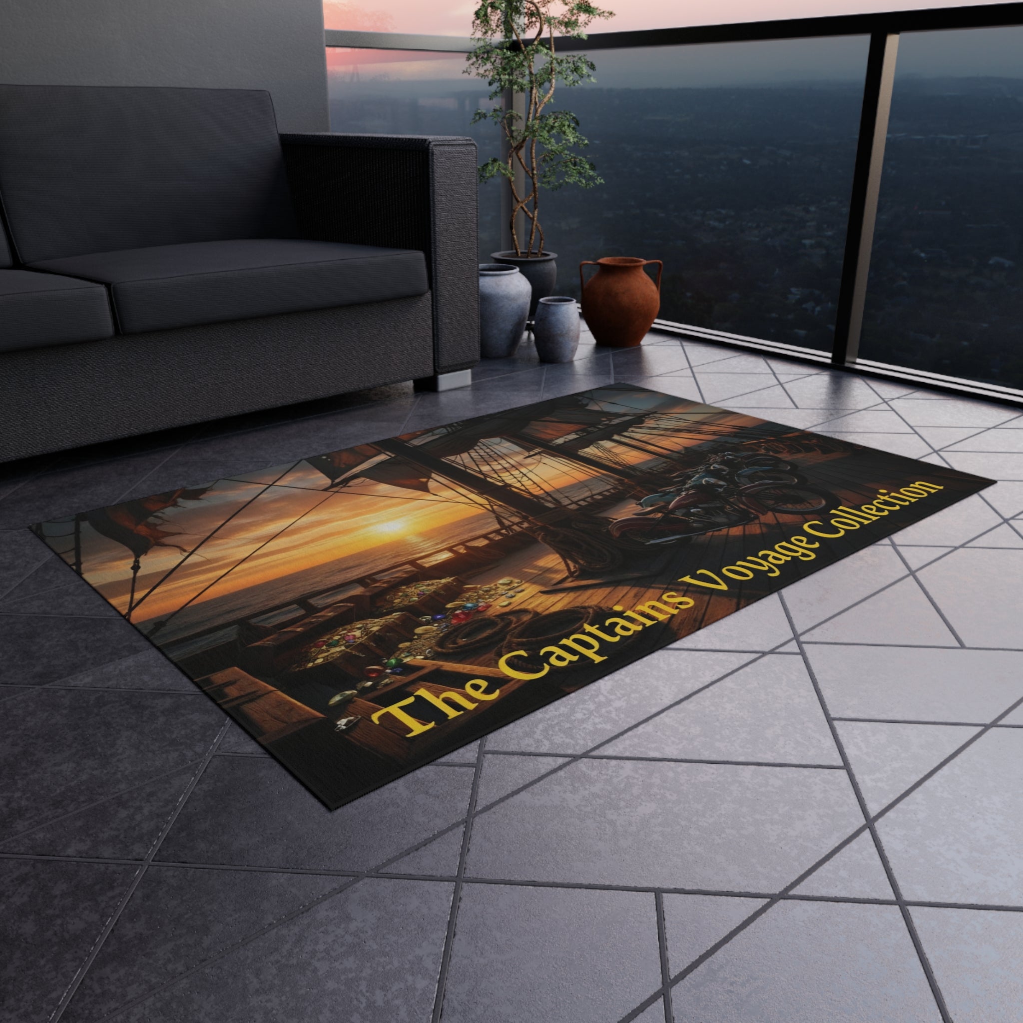 Outdoor Rug - Captain's Voyage Collection Nautical Sunset Doormat