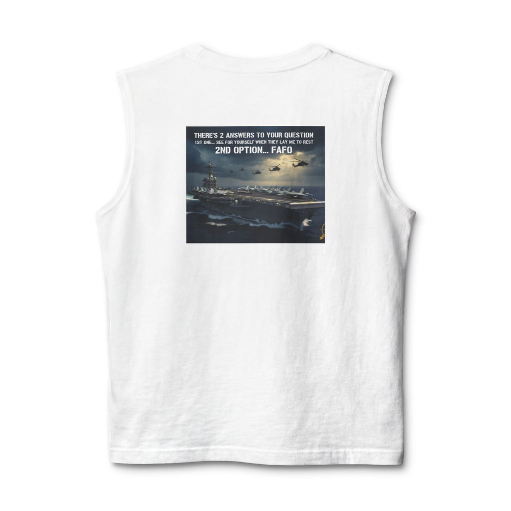 Navy Rescue Helicopter Muscle Tank — '2nd Option: FAFO' Military Search & Rescue Shirt