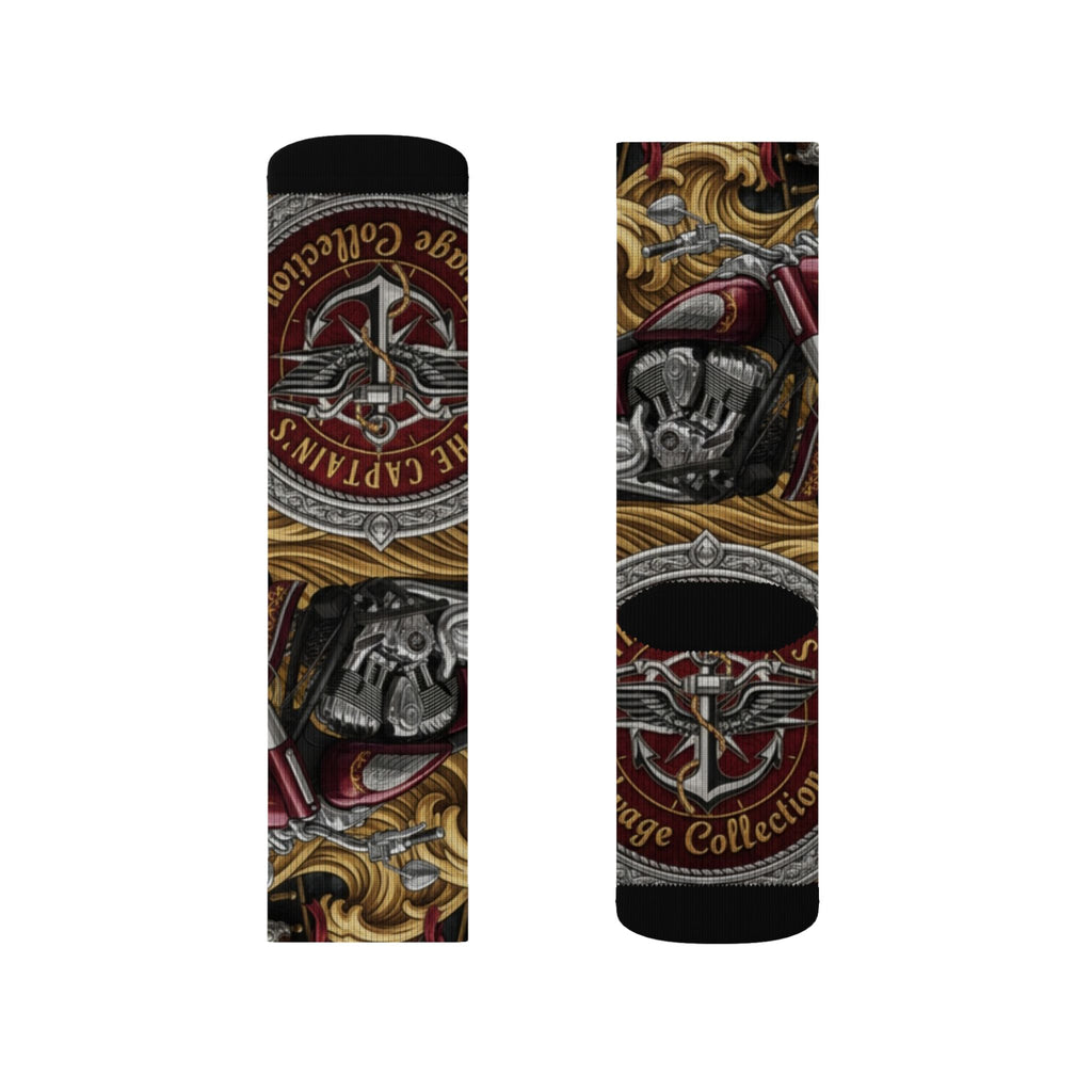 Skull & Anchor Sublimation Socks — Nautical Pirate Crew Graphic Socks