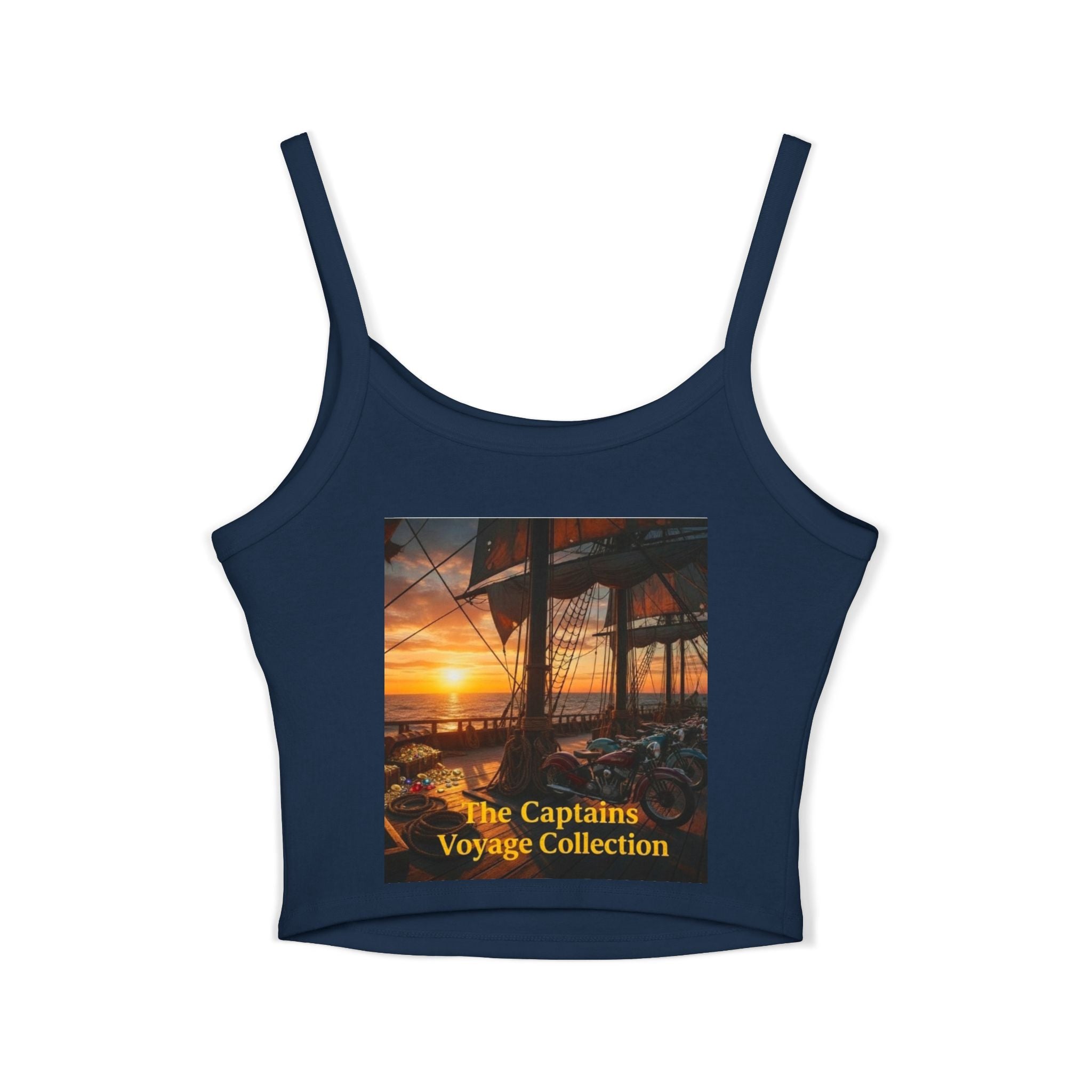Captain’s Voyage Crop Tank Top — The Captain’s Voyage Collection Motorcycle & Nautical Sunset Design