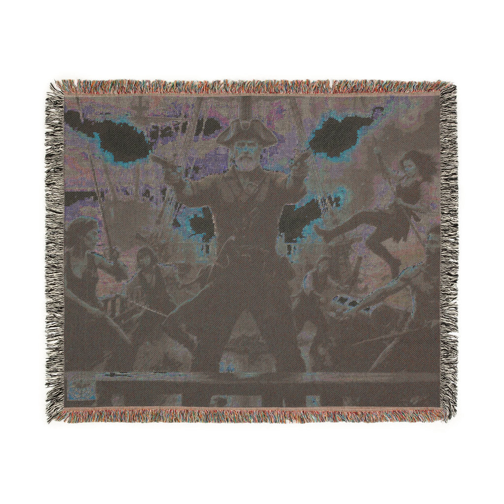 Pirate Captain Throw Blanket — Vintage Ship Battle Woven Tapestry