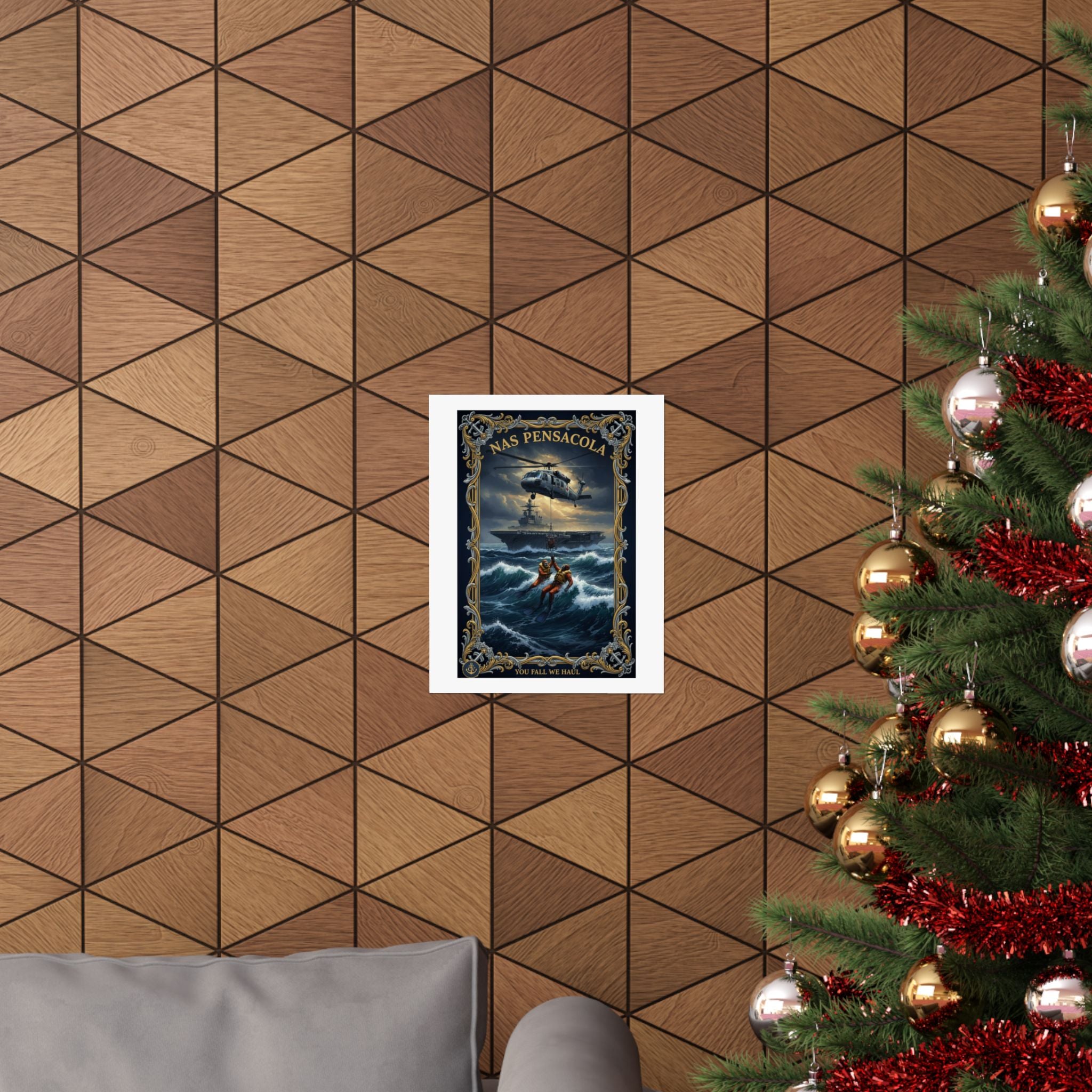 NAS Pensacola Rescue Poster — Matte Vertical Military Wall Art