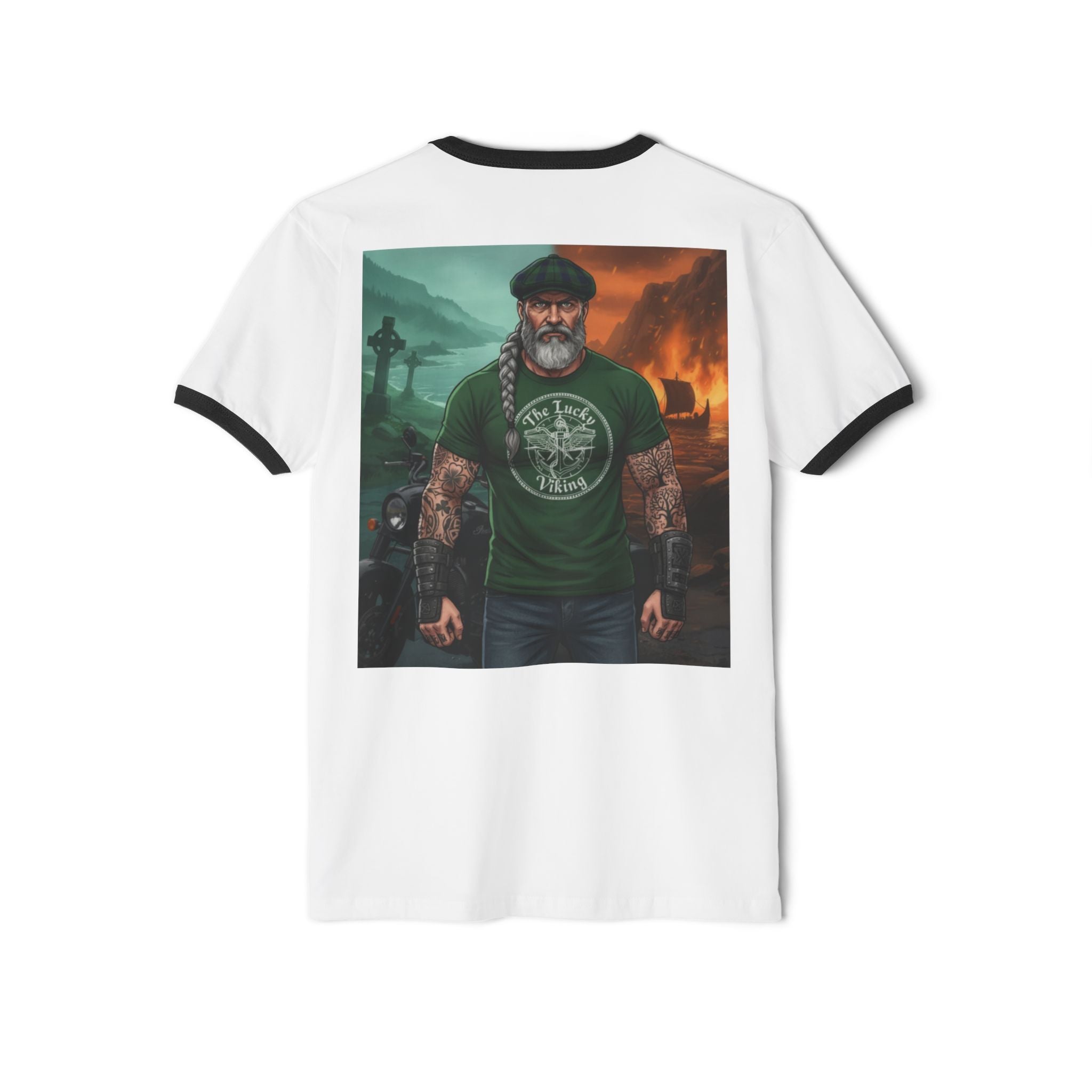 Viking Dad Graphic T-Shirt — "The Lucky Viking" Ringer Tee