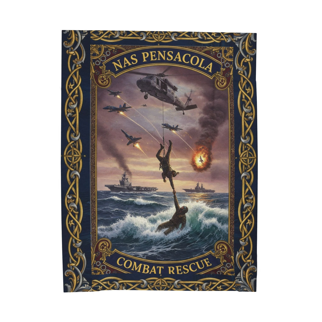 NAS Pensacola Military Velveteen Plush Blanket — Navy SEAL Boarding Action Design