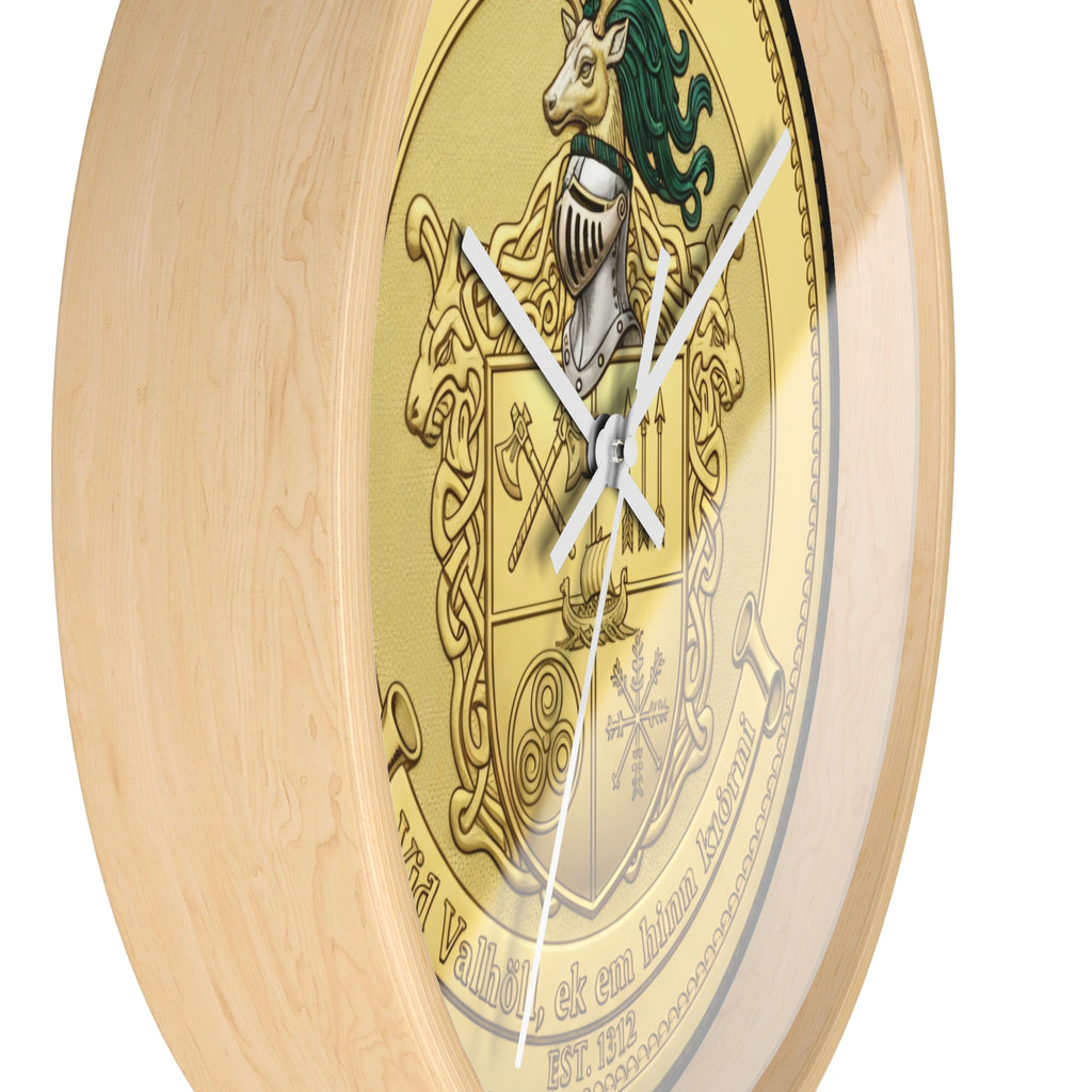 Wall Clock — Aitken Family Crest Gold Coat of Arms Clock