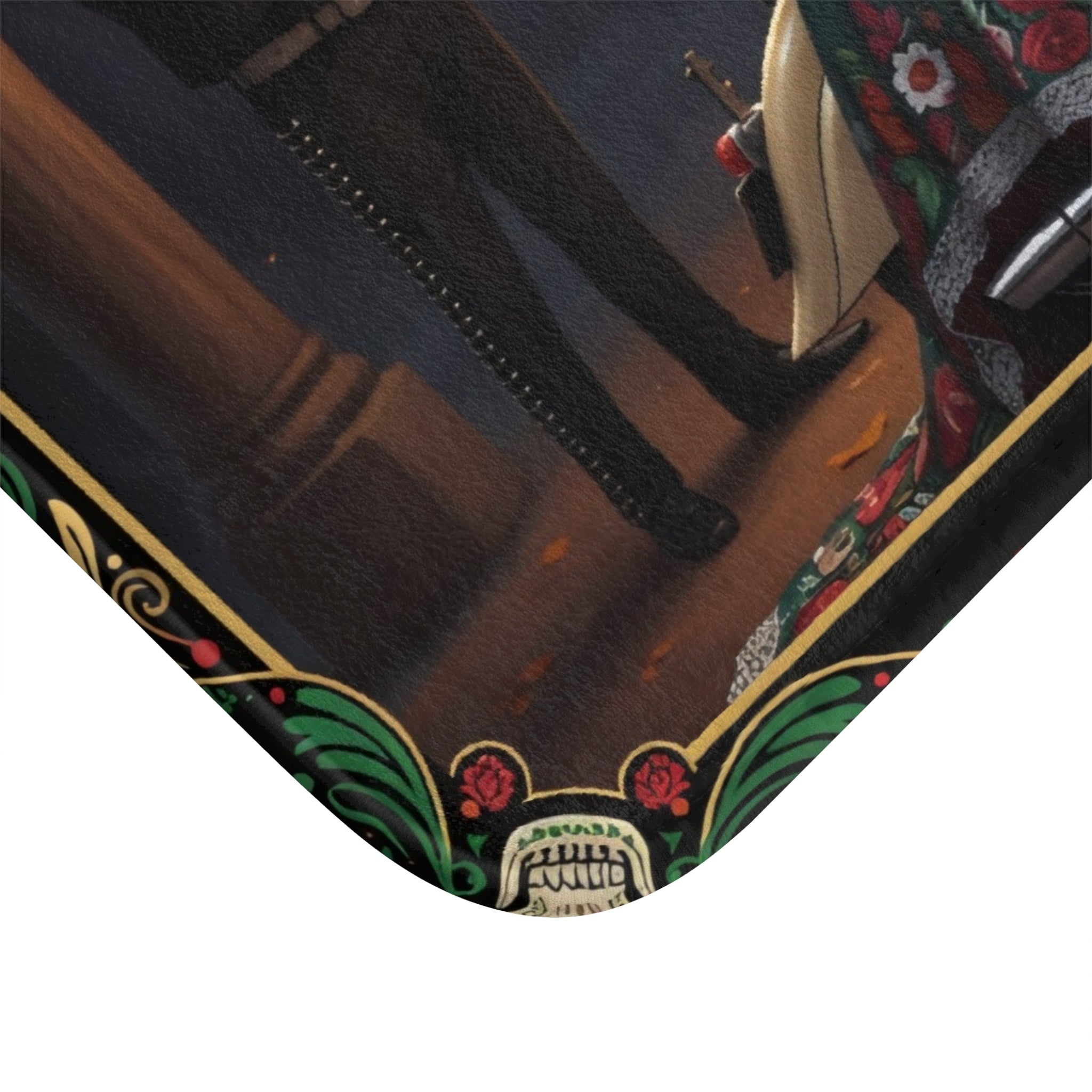 Cinco de Mayo Day of the Dead Motorcycle Bath Mat – Mexican Mariachi Skull Design