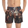 Day of the Dead Motorcycle Swim Trunks — Sugar Skull Biker All-Over Print