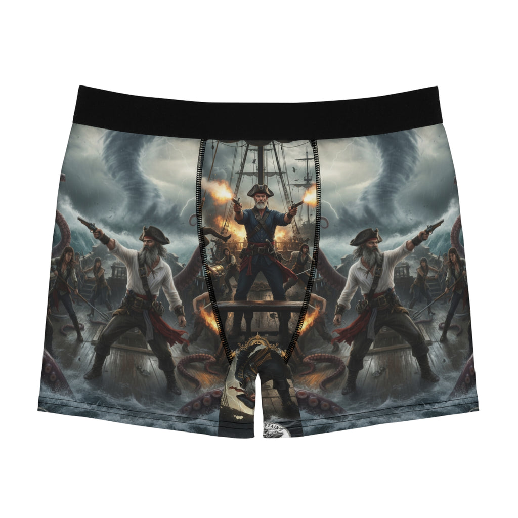 Pirate Battle All-Over Print Boxer Briefs — Captain & Crew Sea Battle Design