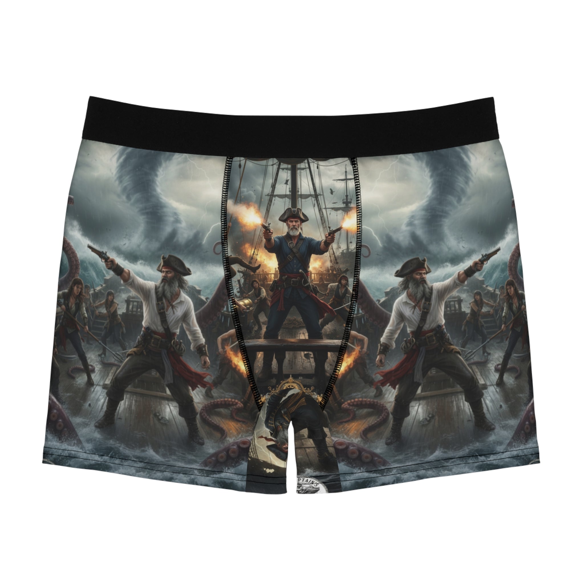 Pirate Battle All-Over Print Boxer Briefs — Captain & Crew Sea Battle Design