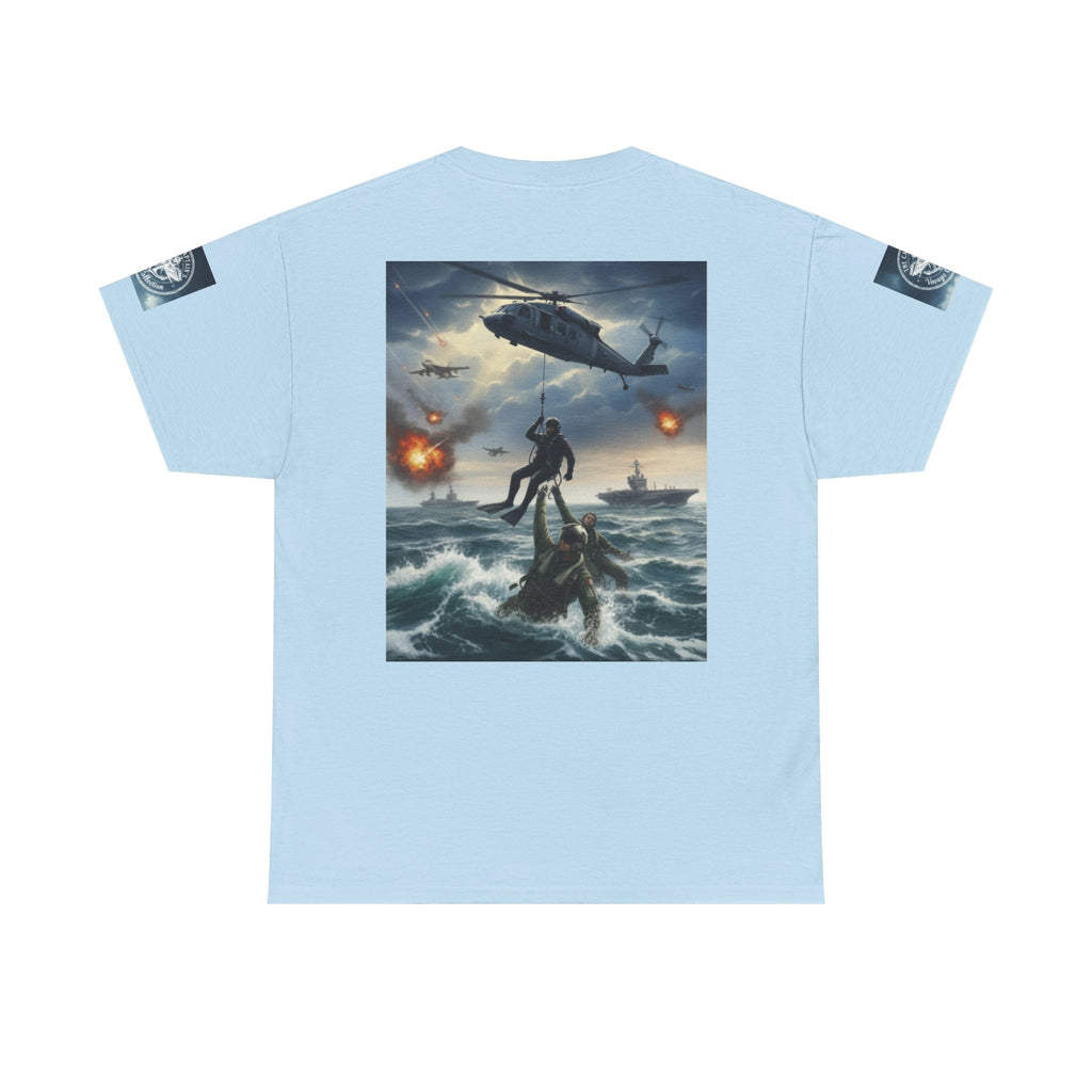 Navy Search & Rescue Graphic Tee — SAR Helicopter Rescue Scene