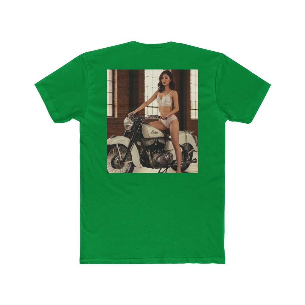 Vintage Motorcycle Pinup Tee — Retro Biker Photo Graphic T-Shirt