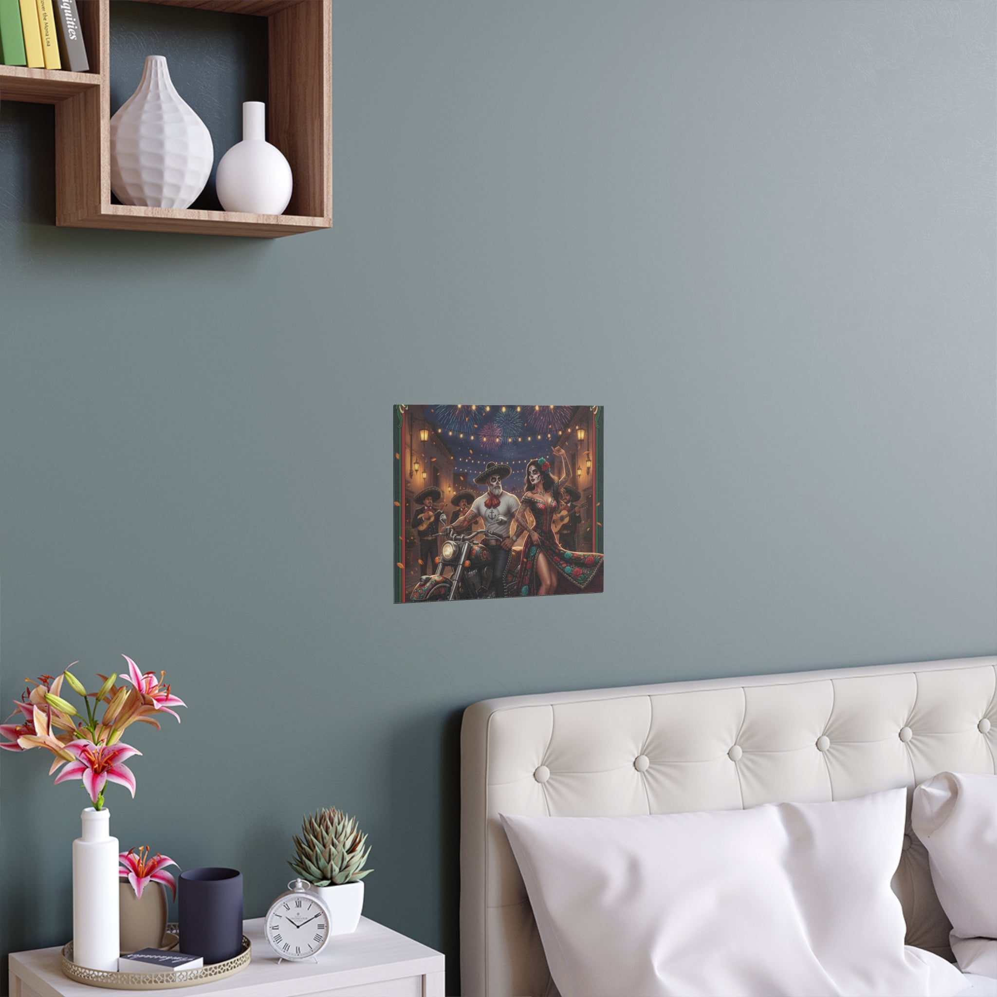 Day of the Dead Biker Silk Poster — Outdoor/Indoor Dia de los Muertos Wall Art