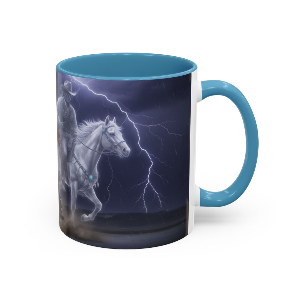 Western Ghost Riders Coffee Mug — Phantom Cowboy & Horse Lightning Accent Mug (11/15oz)