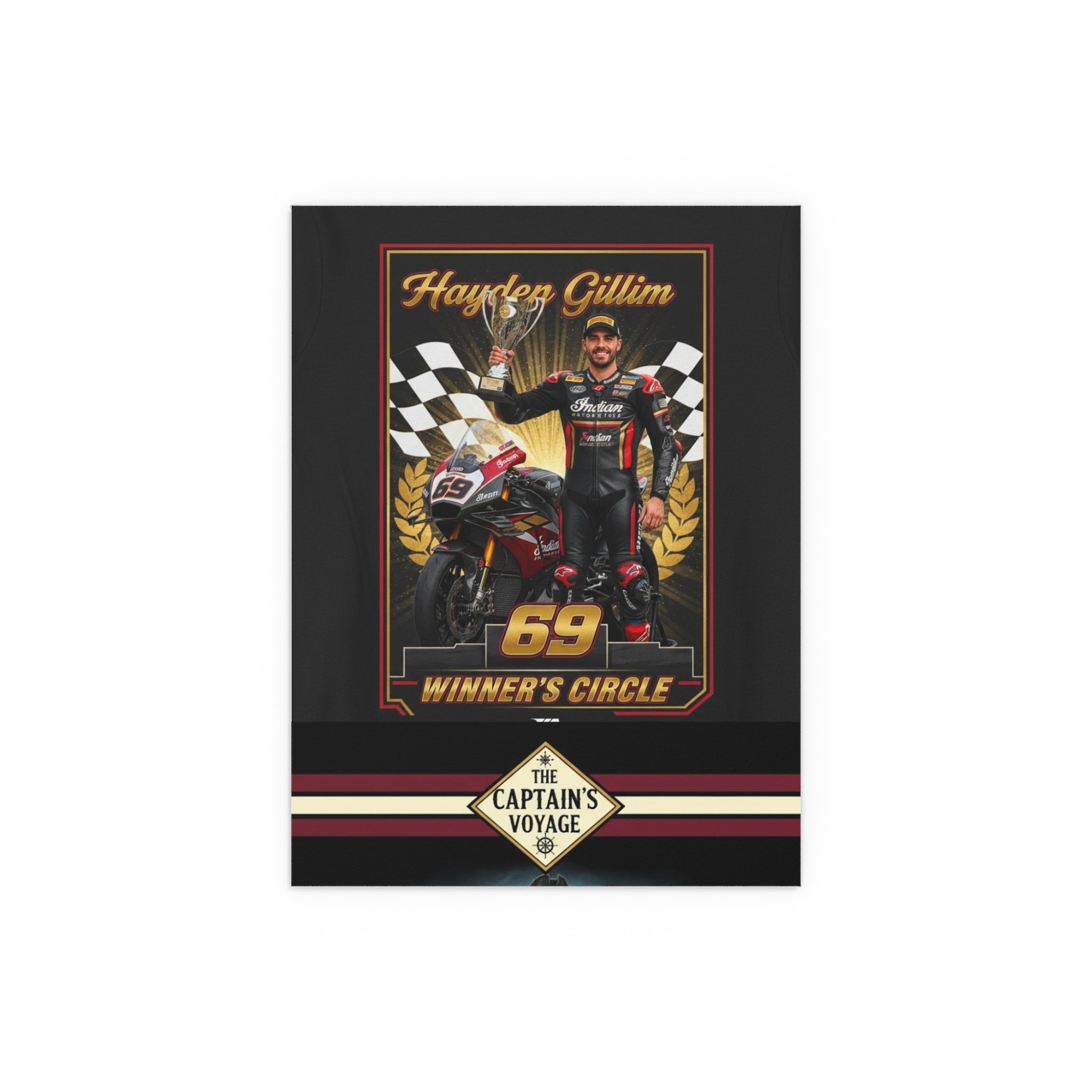 Racing Champion Silk Poster — “Winner’s Circle 69” Motorcycle Wall Art (Indoor/Outdoor)