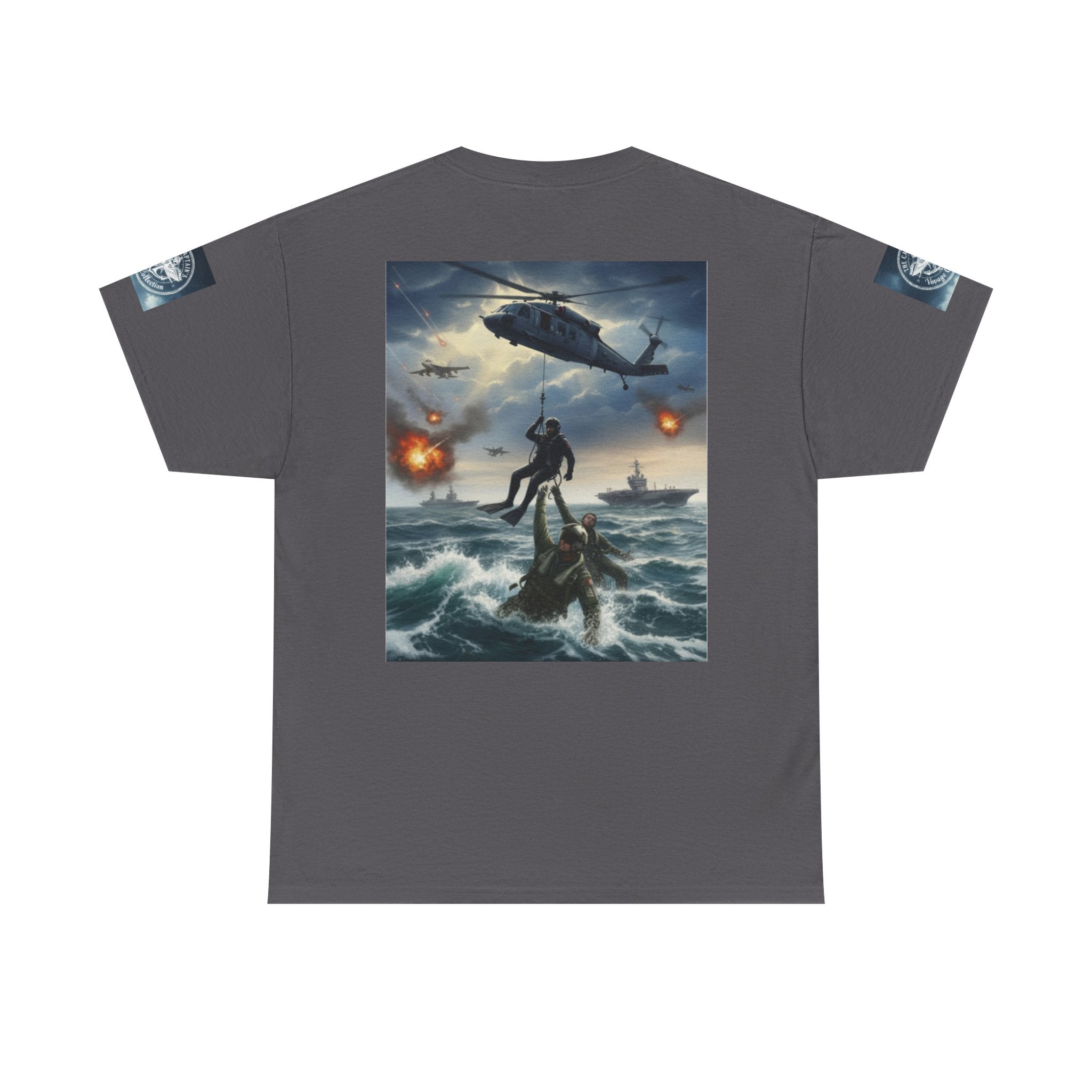 Navy Search & Rescue Graphic Tee — SAR Helicopter Rescue Scene