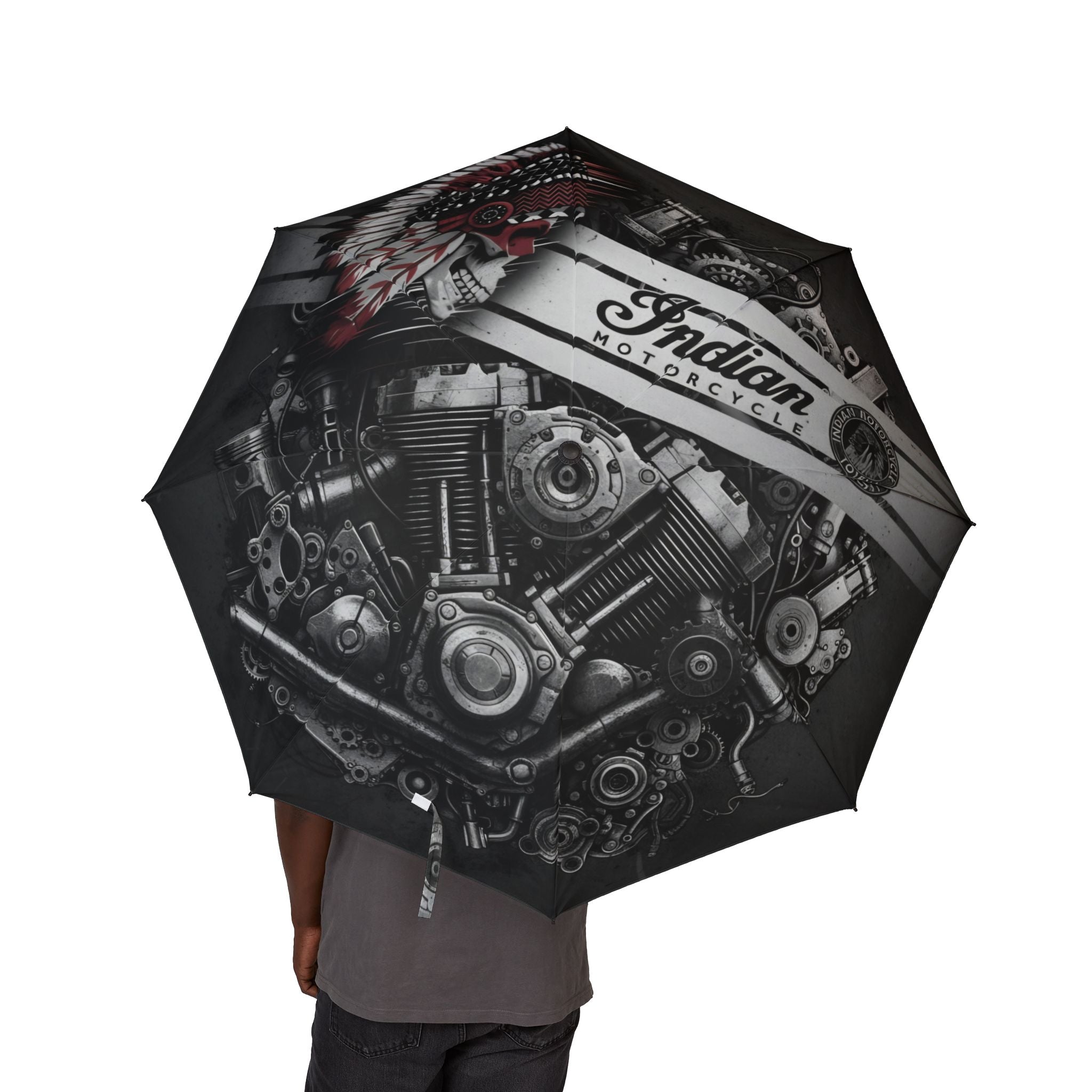 Motorcycle Engine Foldable Umbrella — Vintage Biker Design