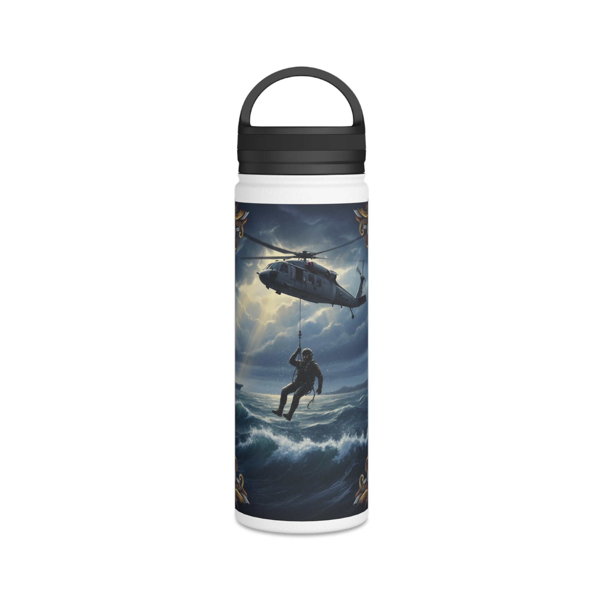 Rescue Helicopter Stainless Steel Water Bottle — Search & Rescue Design