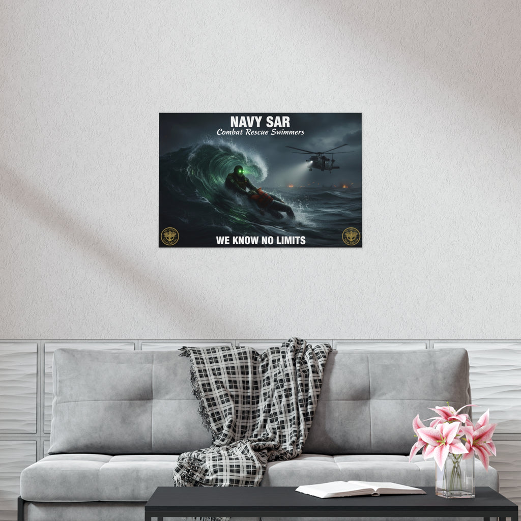 Navy SAR Combat Rescue Swimmers Poster — We Know No Limits