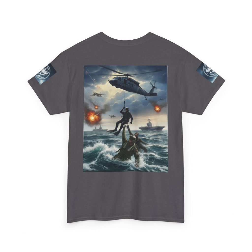 Navy Search & Rescue Graphic Tee — SAR Helicopter Rescue Scene