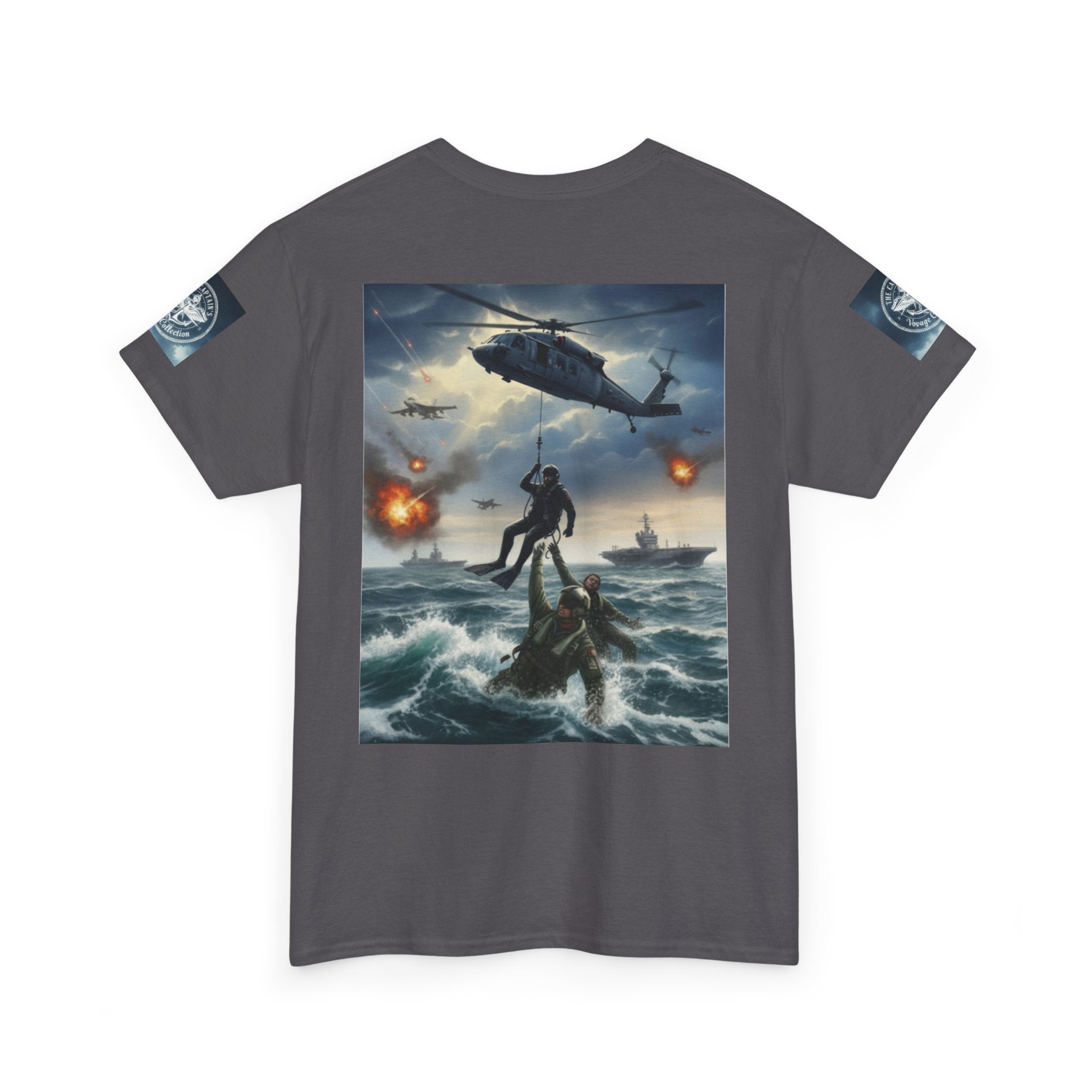 Navy Search & Rescue Graphic Tee — SAR Helicopter Rescue Scene