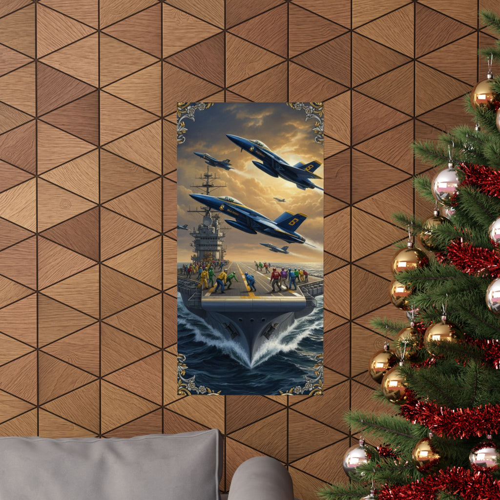 Navy SAR Rescue Helicopter Matte Poster — Dramatic Sea Rescue Art