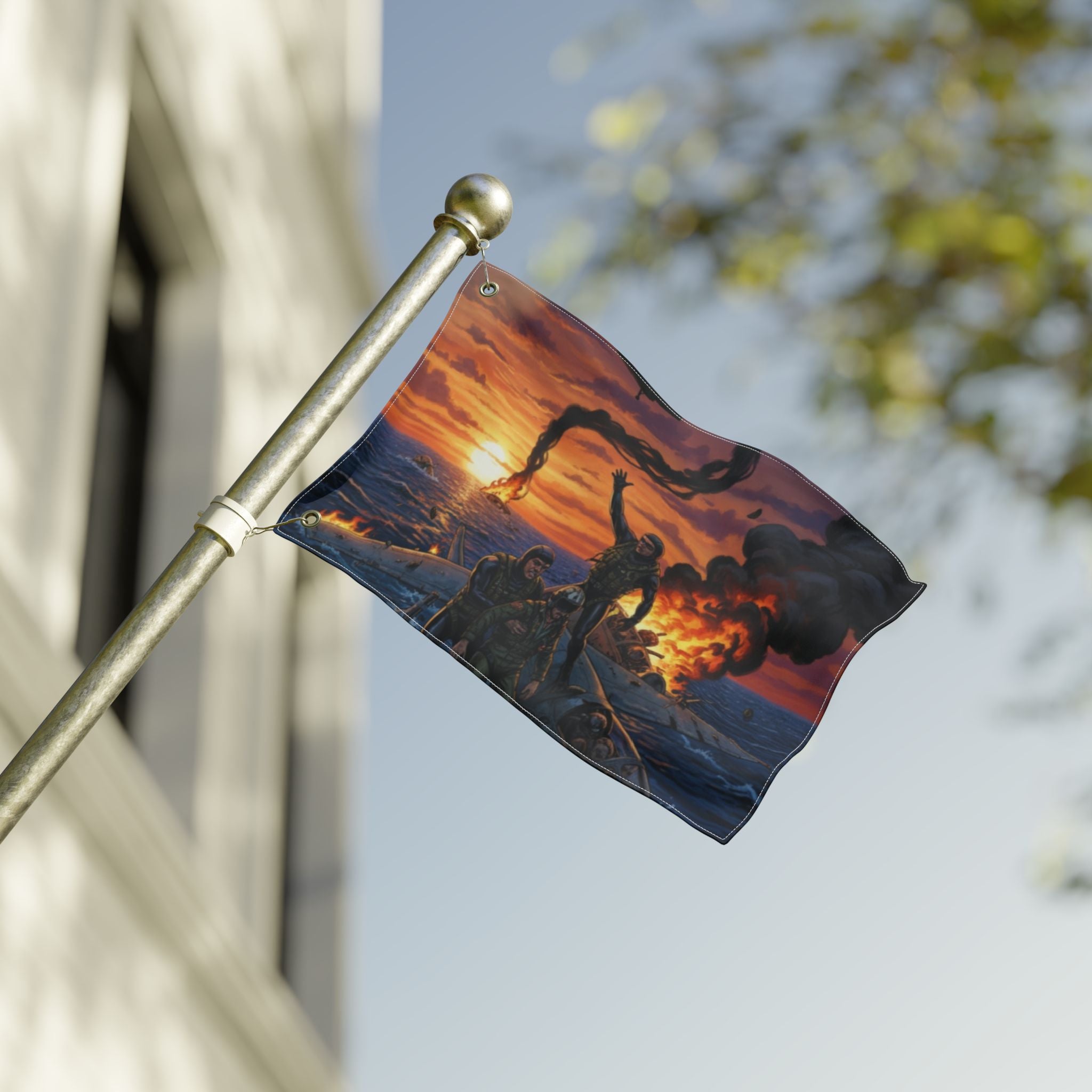 Double-Sided Nautical Rescue Flag — Navy SAR Search & Rescue Scene