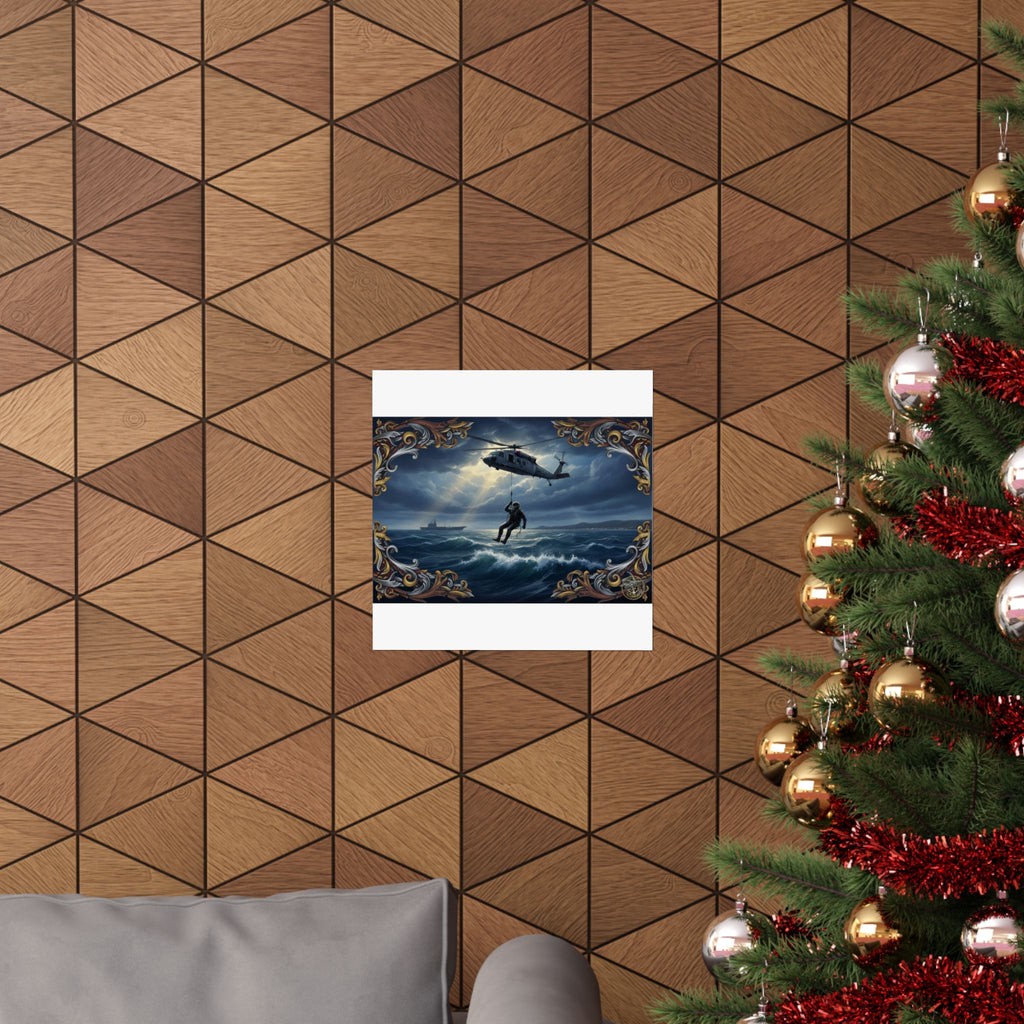 Rescue Helicopter Ocean Poster