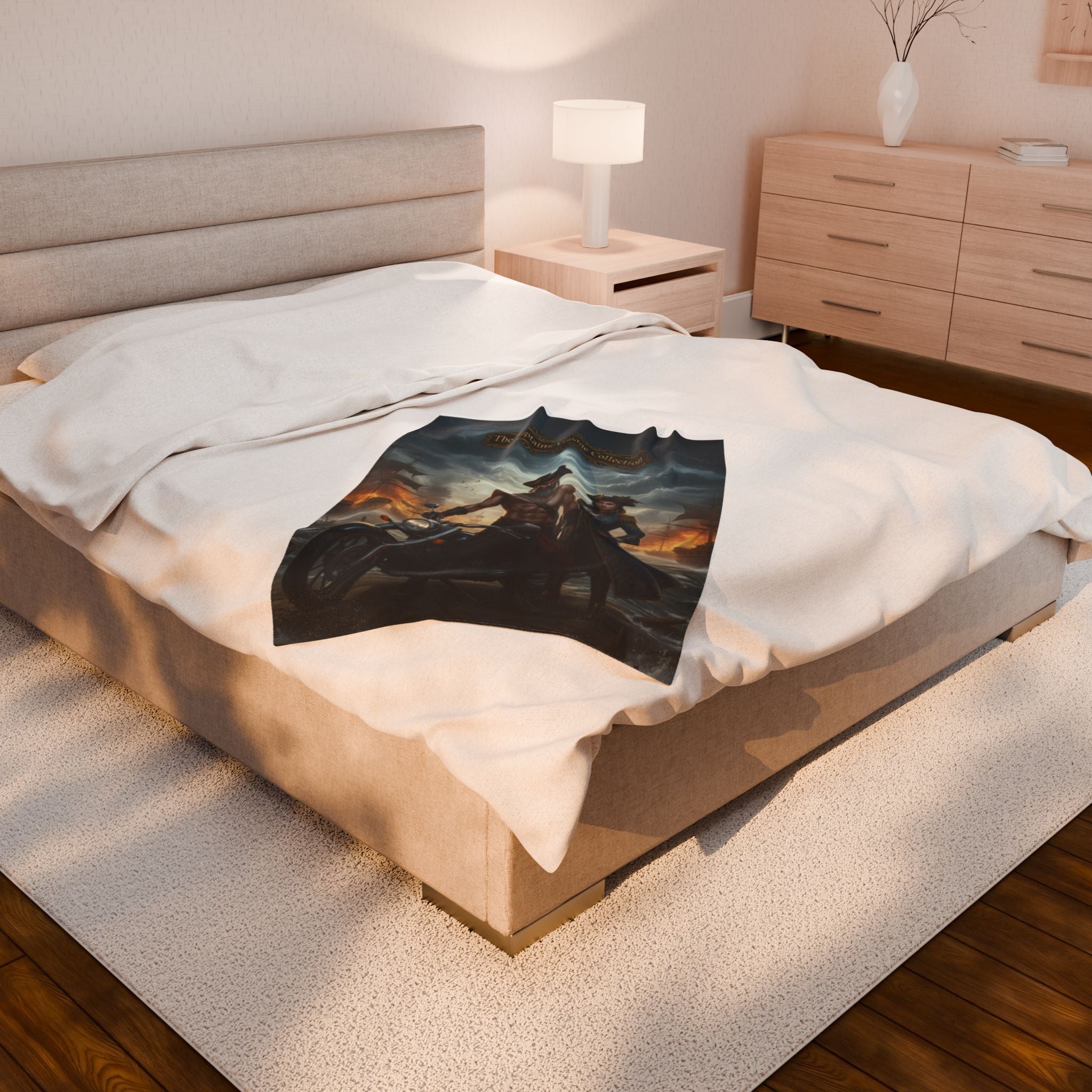 Velveteen Plush Blanket — "The Captain's Voyage Collection" Pirate & Biker Fantasy Throw