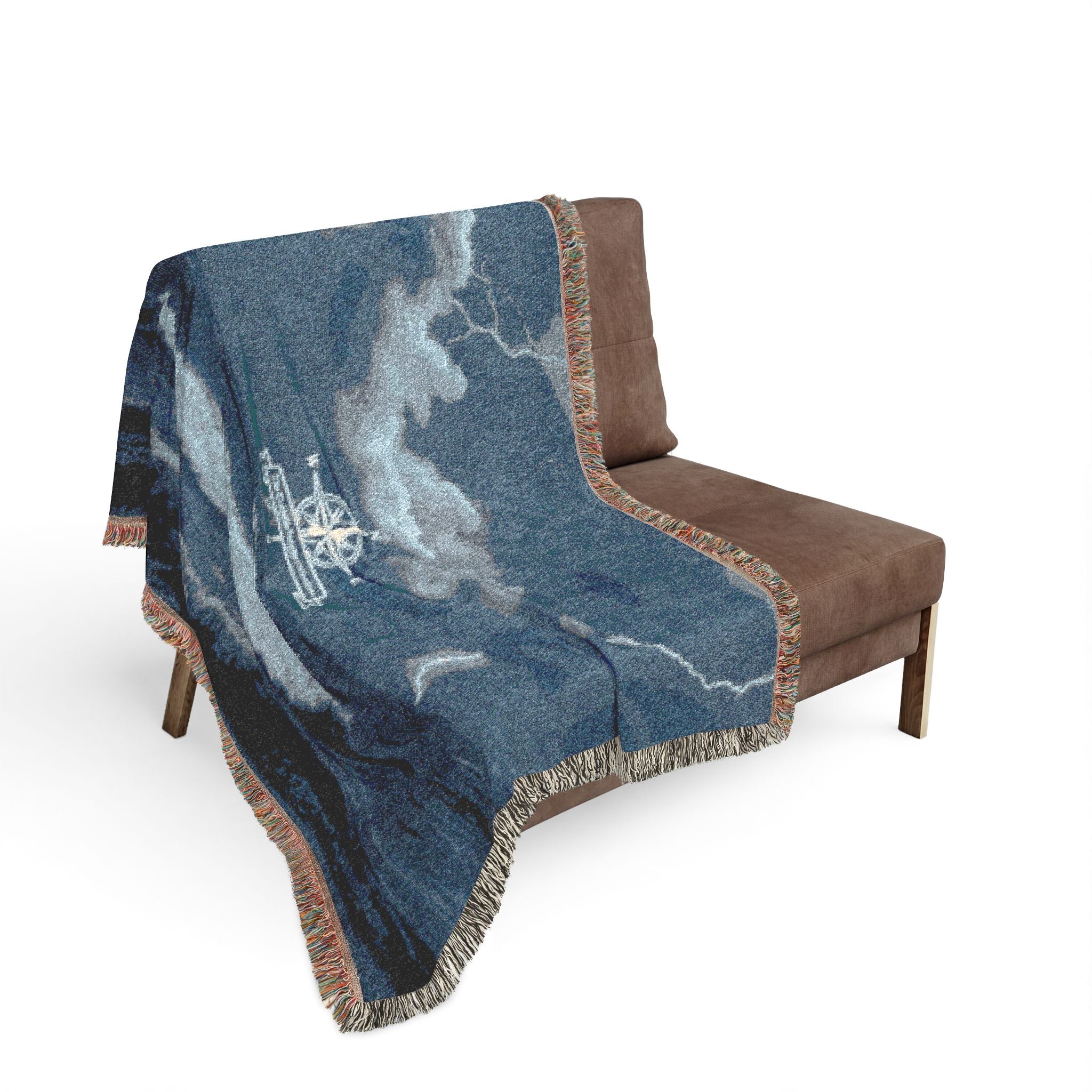Ocean Night Woven Blanket — Nautical Ship Throw