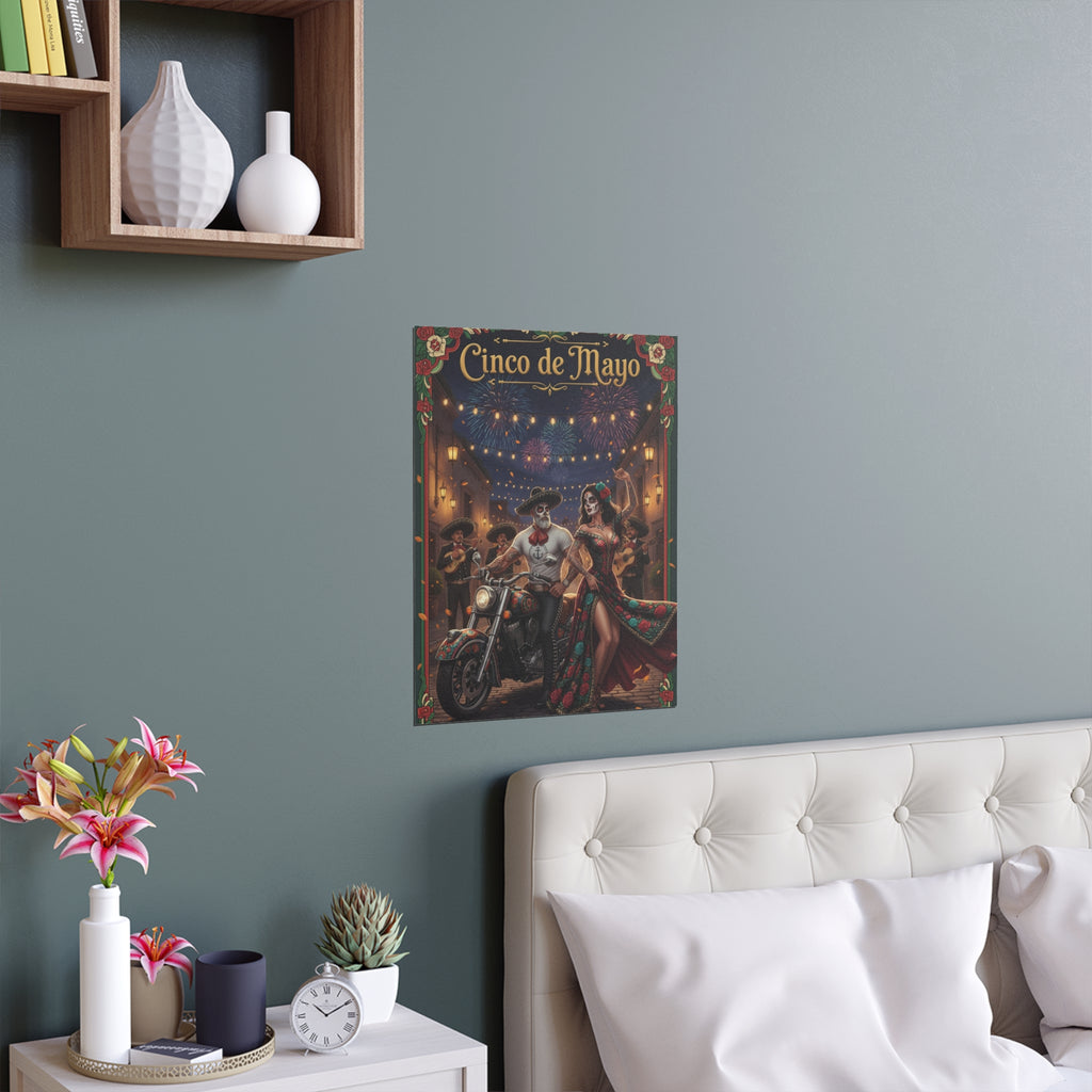 Day of the Dead Biker Silk Poster — Outdoor/Indoor Dia de los Muertos Wall Art