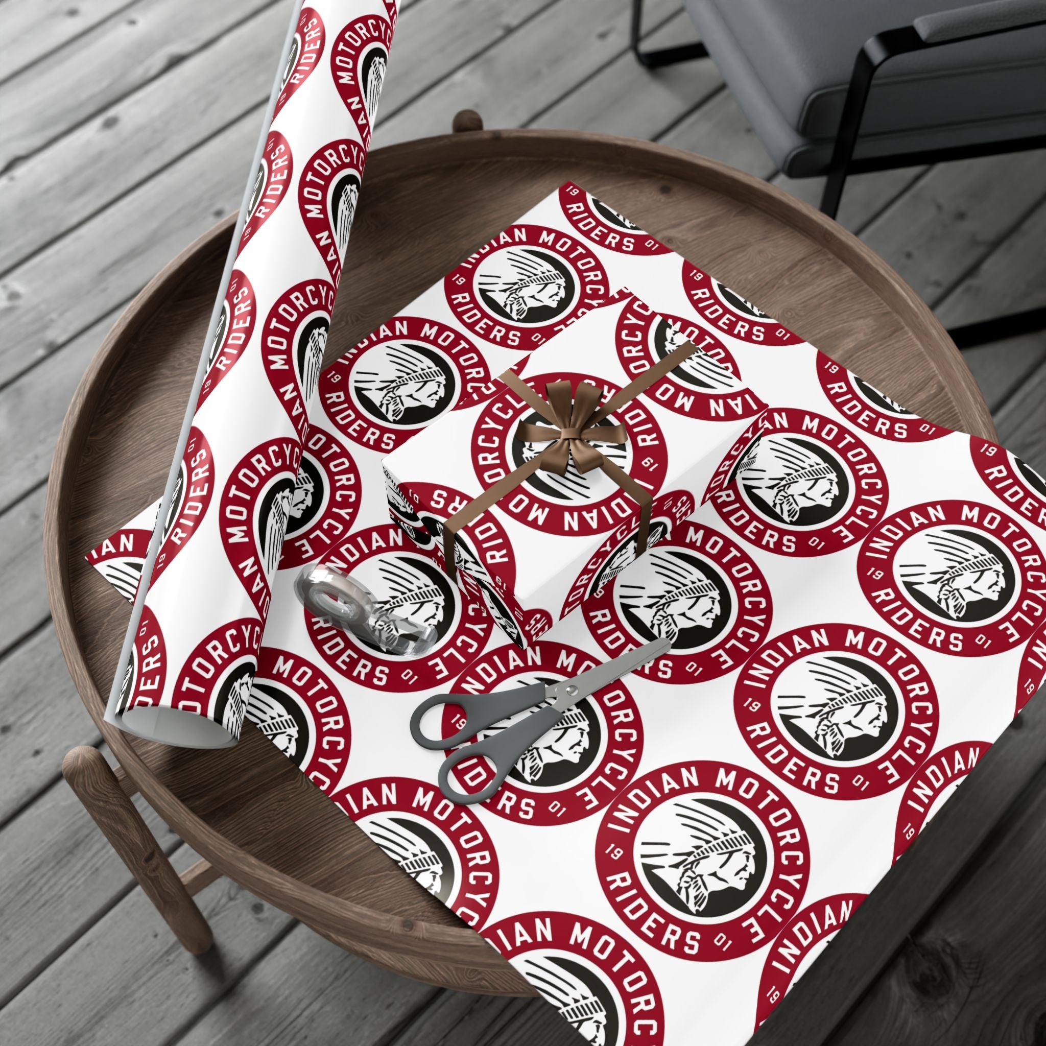 Gift Wrap Paper — Vintage Motorcycle Riders Logo Wrapping Paper