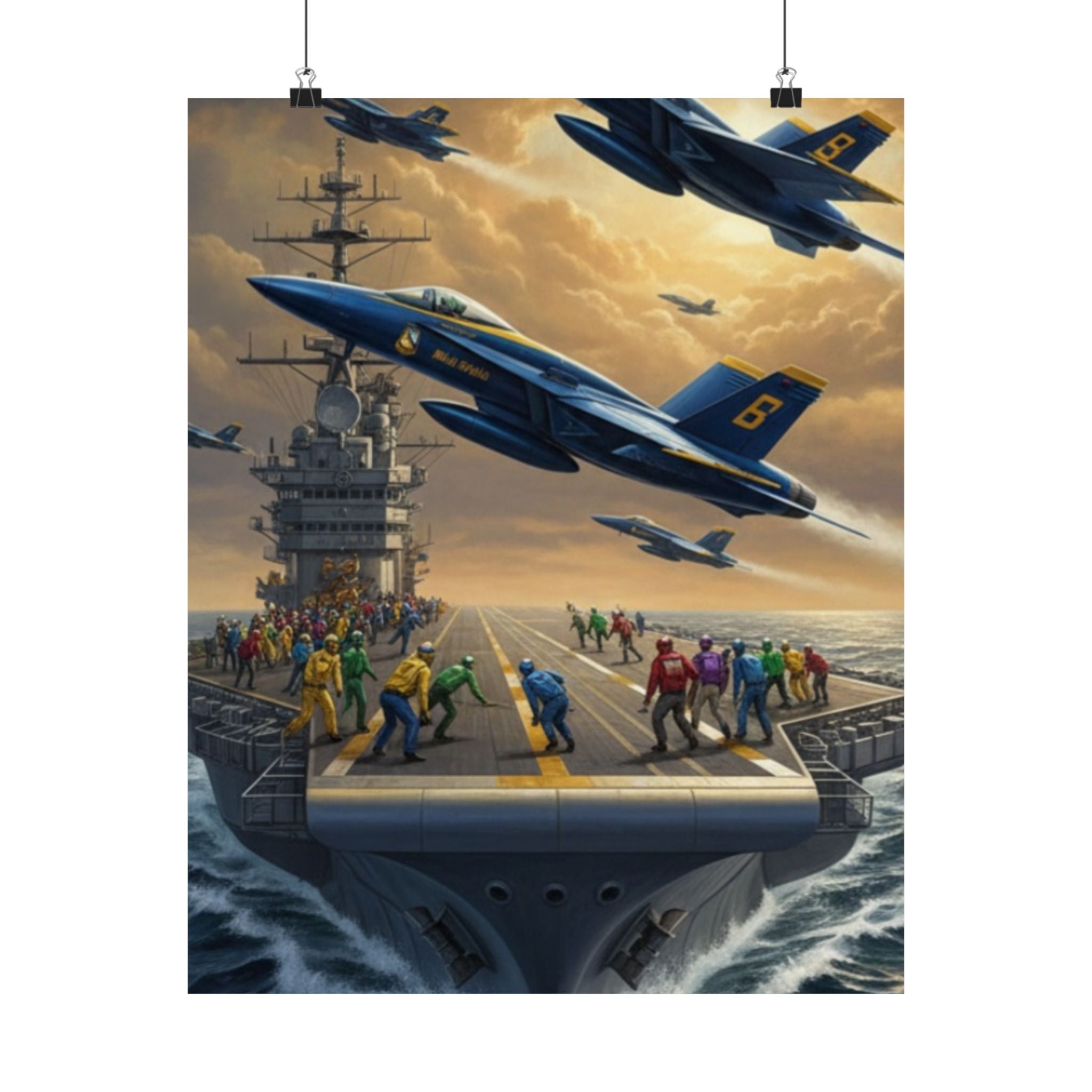 Navy SAR Rescue Helicopter Matte Poster — Dramatic Sea Rescue Art