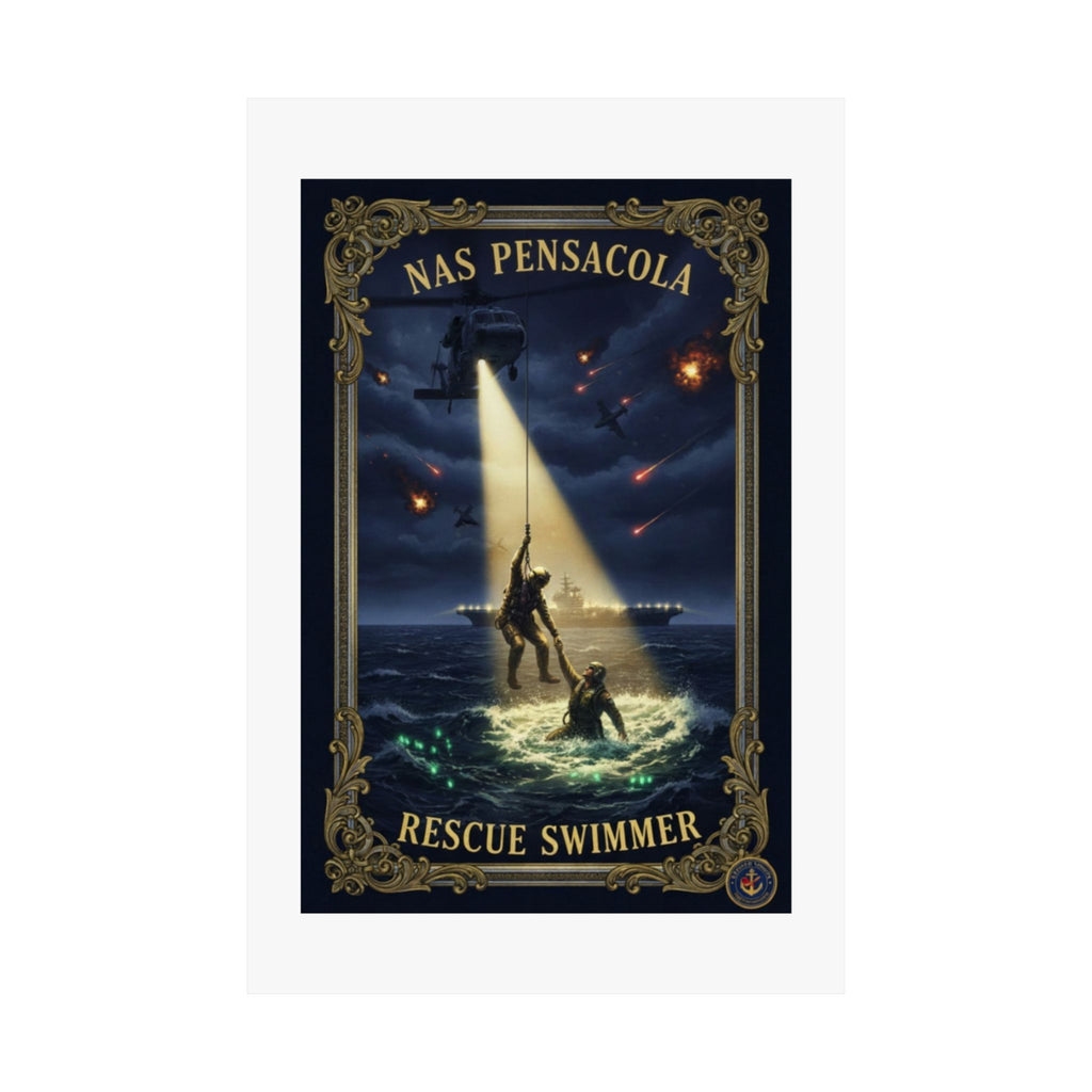 Rescue Swimmer Poster — NAS Pensacola Matte Vertical Wall Art