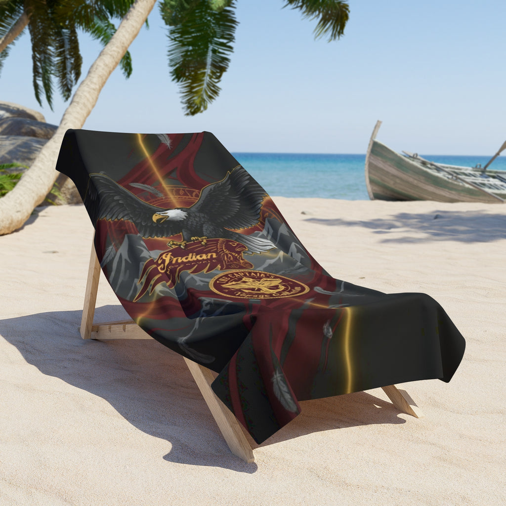Eagle Emblem Beach Towel – Vintage Motorcycle Shield Design