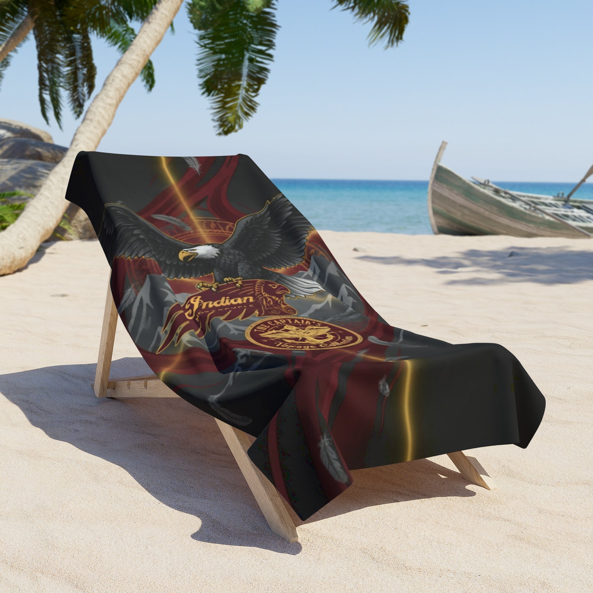 Eagle Emblem Beach Towel – Vintage Motorcycle Shield Design